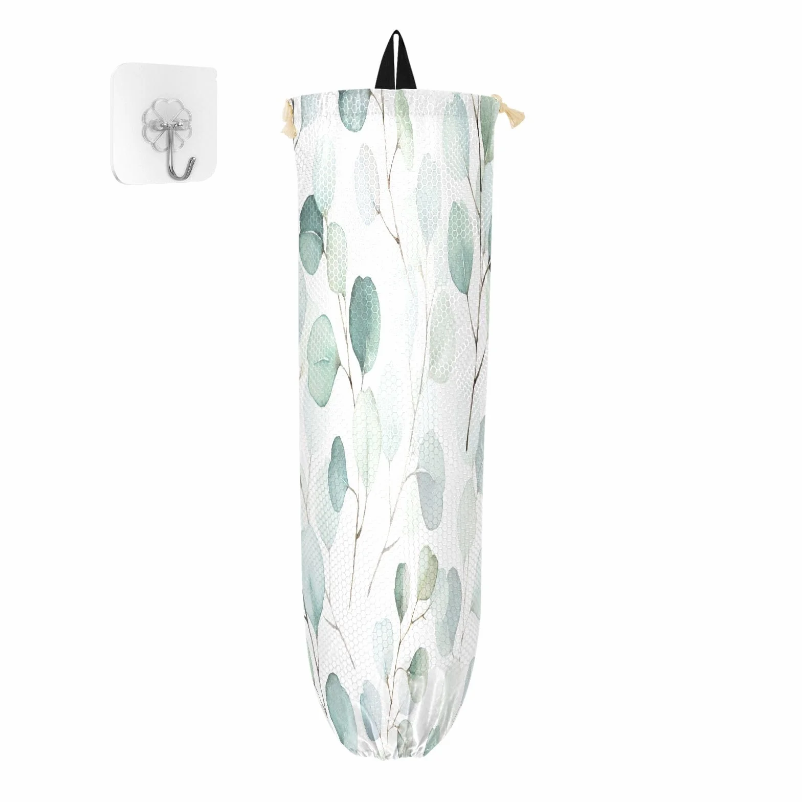 Supporto per sacchetti di plastica da appendere con foglie verdi floreali per la spesa organizer da cucina rami succulenti sacchetto di plastica sacchetto di immagazzinaggio della spazzatura borsa