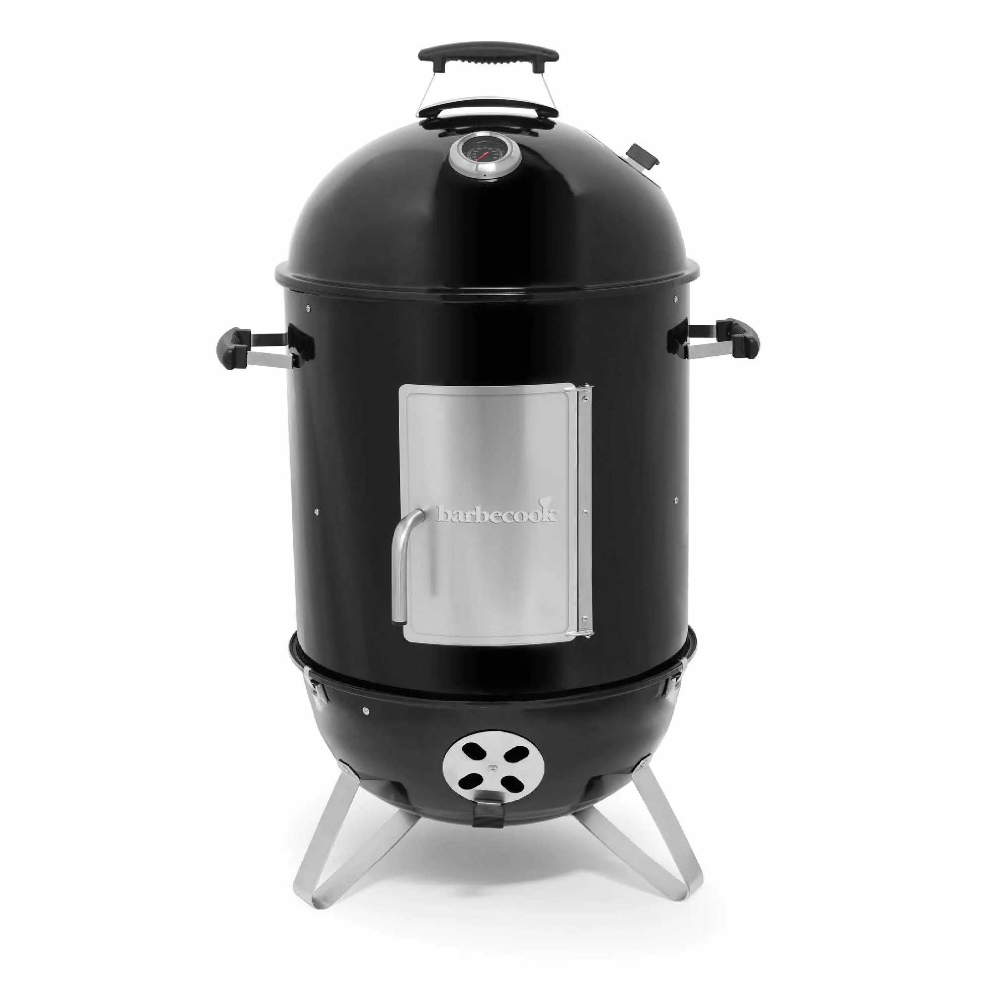 Barbecook Oskar M 3-in-1 smoker, affumicatore, barbecue e braciere per affumicatura a caldo e a freddo, smalto nero, griglia 44cm, 61X54X112cm