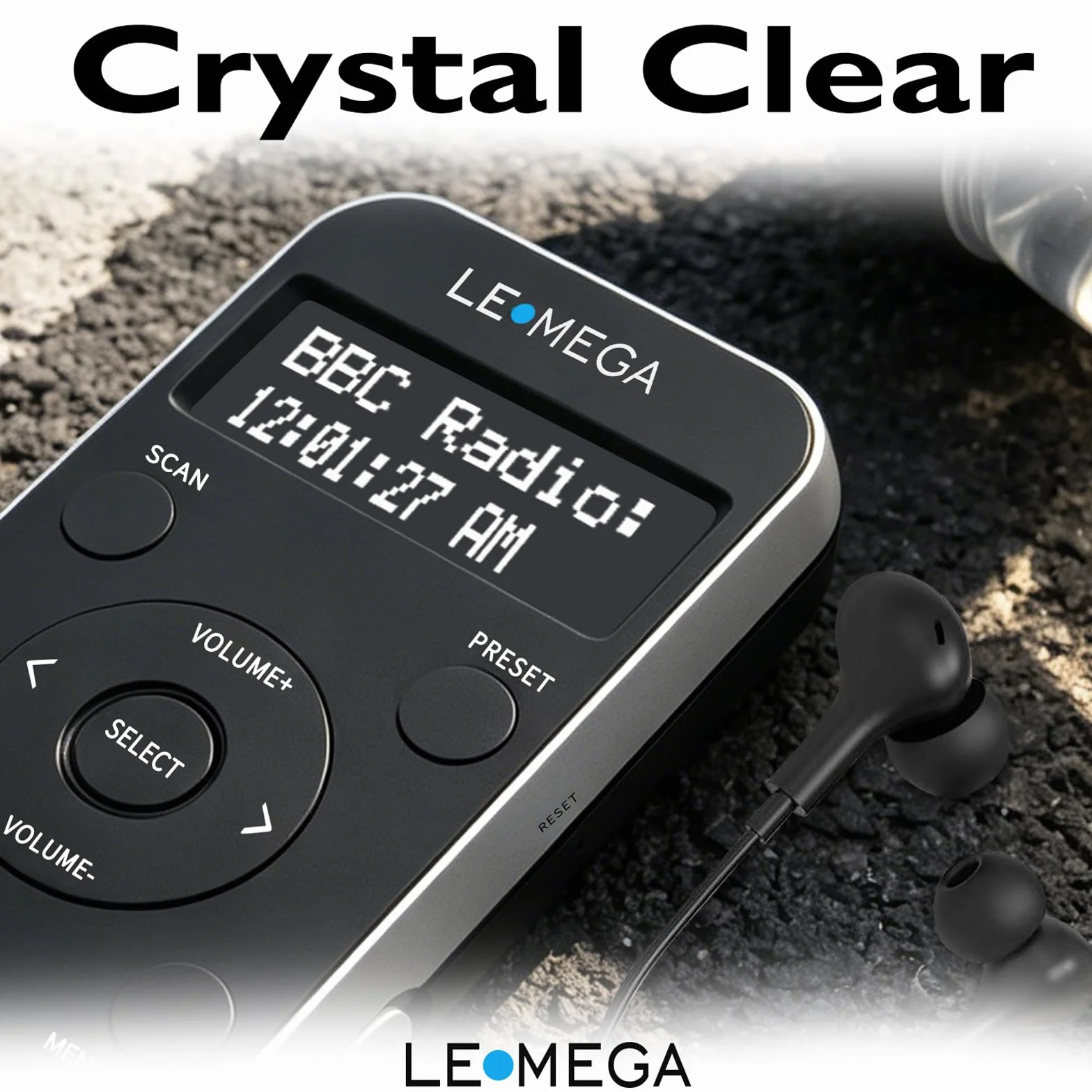 LEMEGA PR1L Radio DAB Tascabile Portatile con Cuffie Incluse, Batteria Ricaricabile, 40 Preselezioni, Nero/Argento