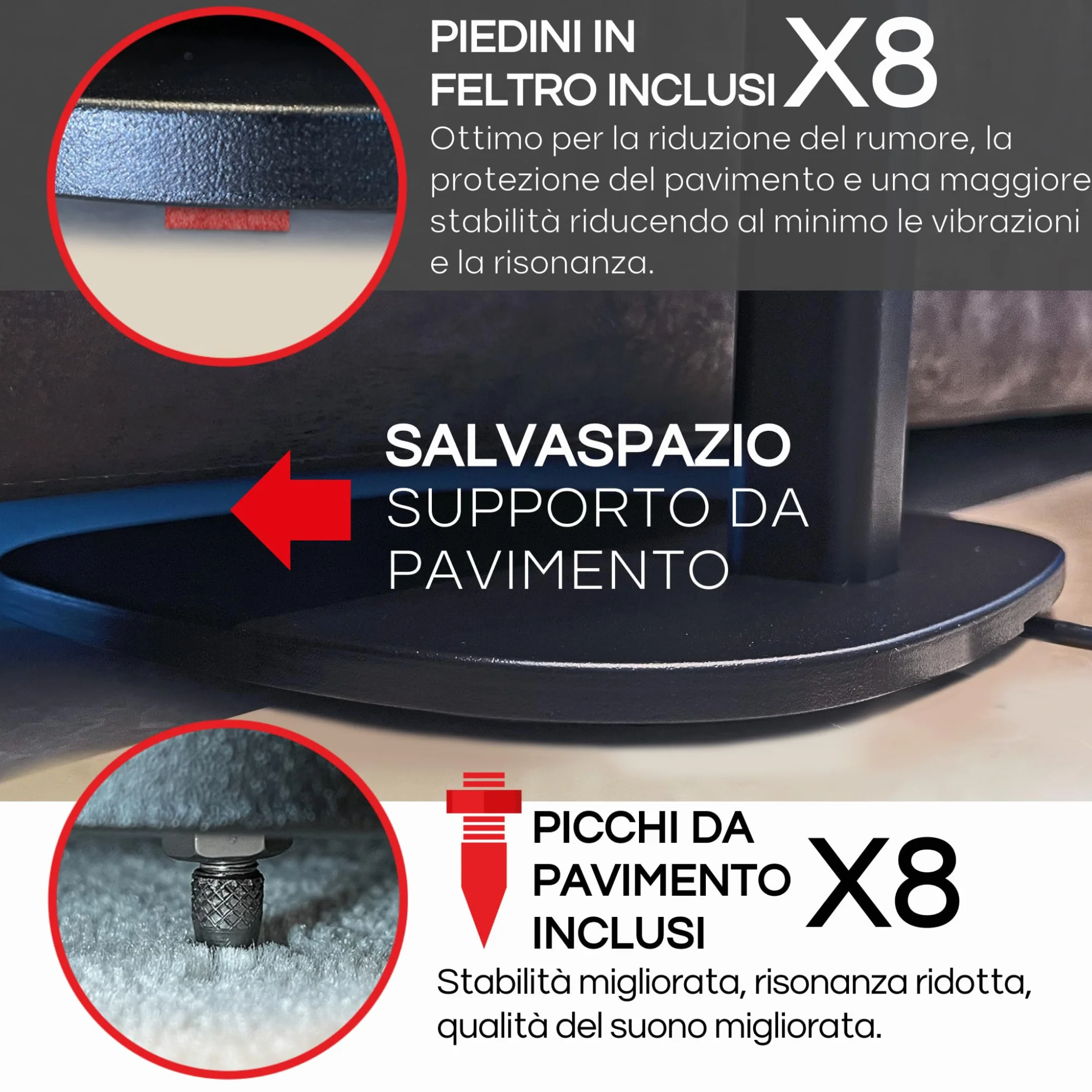 Supporto da Pavimento ERA 100, Doppia Confezione (2pcs), Compatibile con Sonos ERA100, ERA 100 SL, Sonos ONE, Play:1, Nero