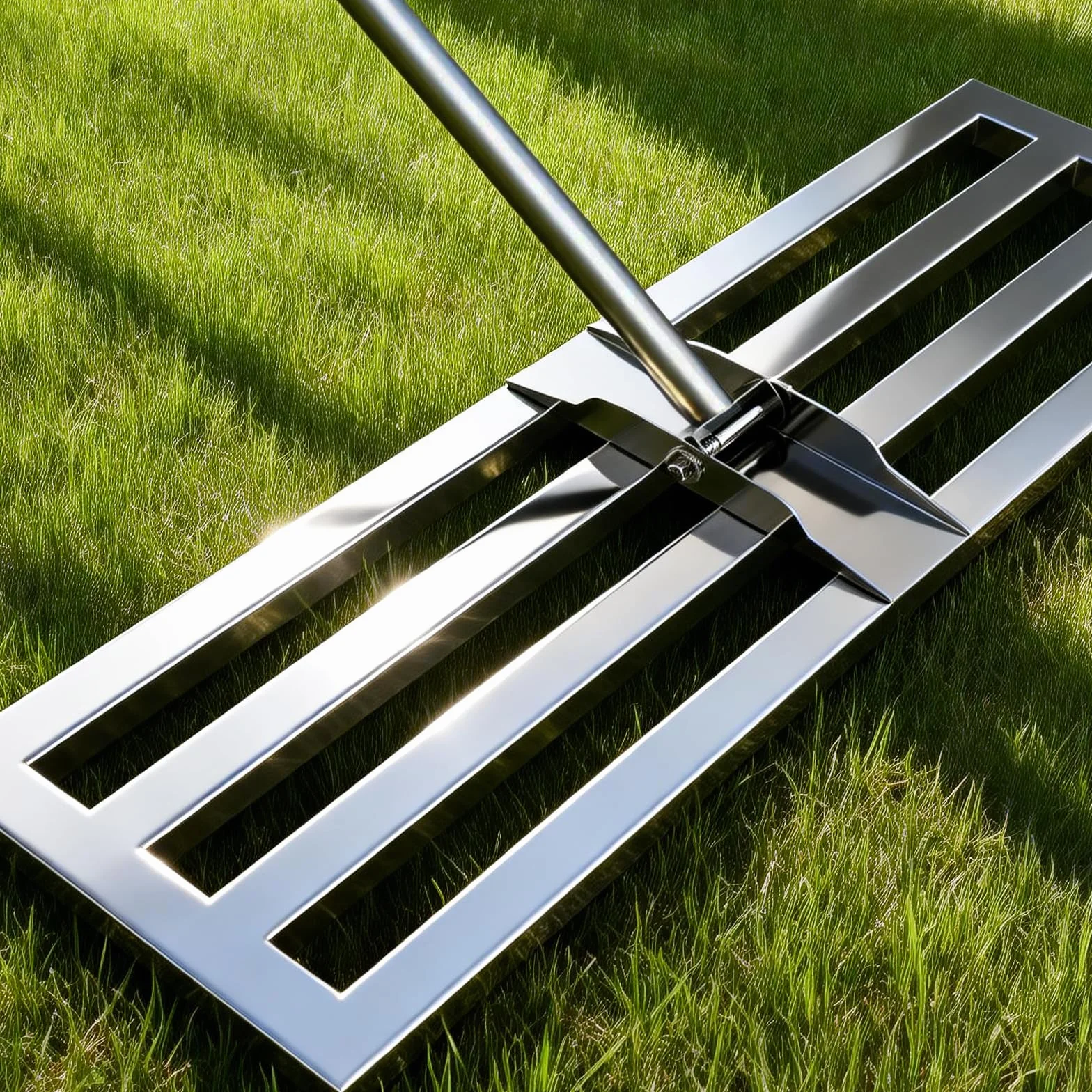 Rastrello Livellatore per Prato in Acciaio Inossidabile 75*25cm – Rastrello con Base Superiore Completamente Chiusa, Livellatore per Prato per Uso Intensivo, Non si Ribalta Facilmente