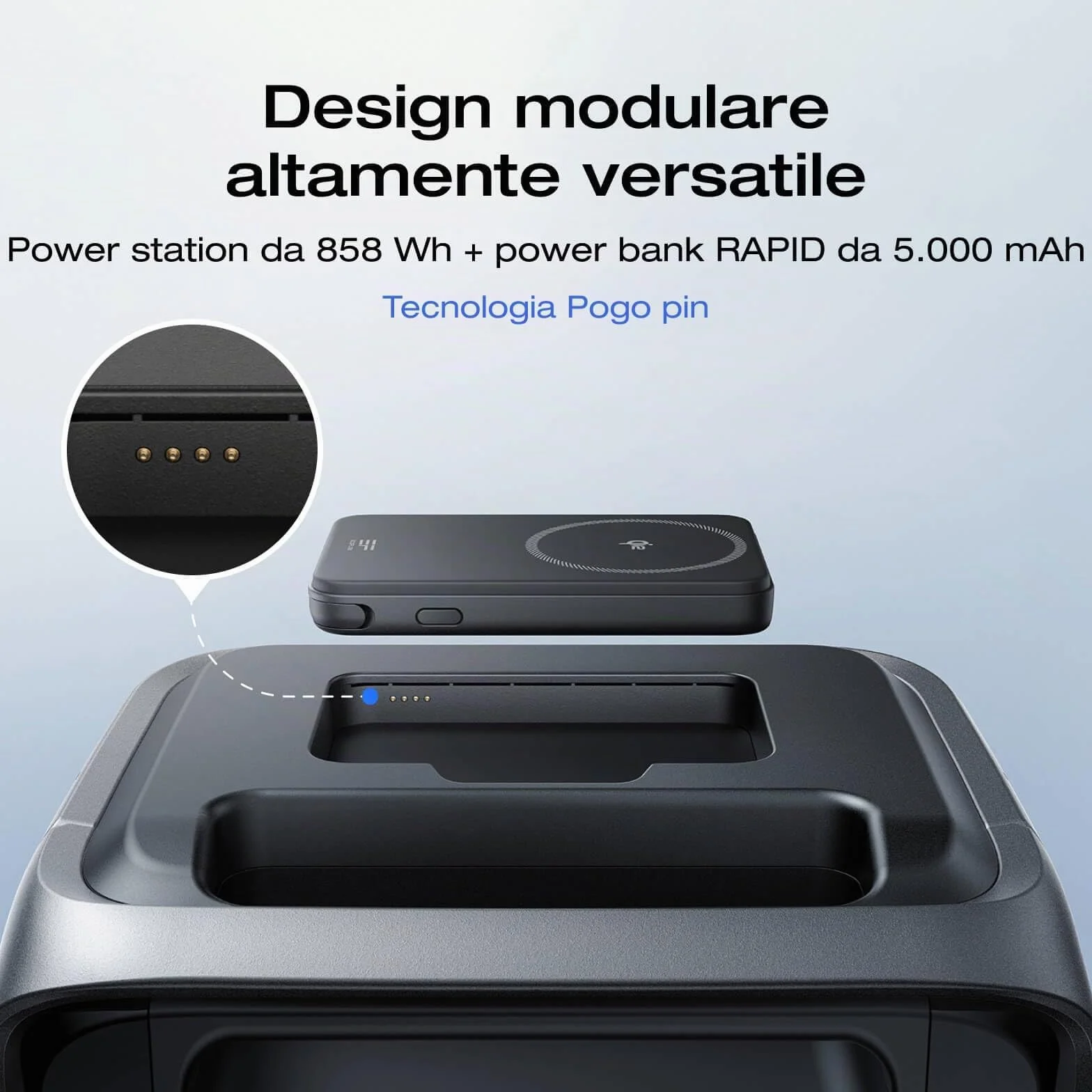 ECOFLOW Power Station portatile RIVER 3 Max Plus (wireless), batteria LFP da 286 Wh e power bank da 5.000 mAh, design modulare, uscita fino a 1200 W, espandibile a 858 Wh, generatore solare per