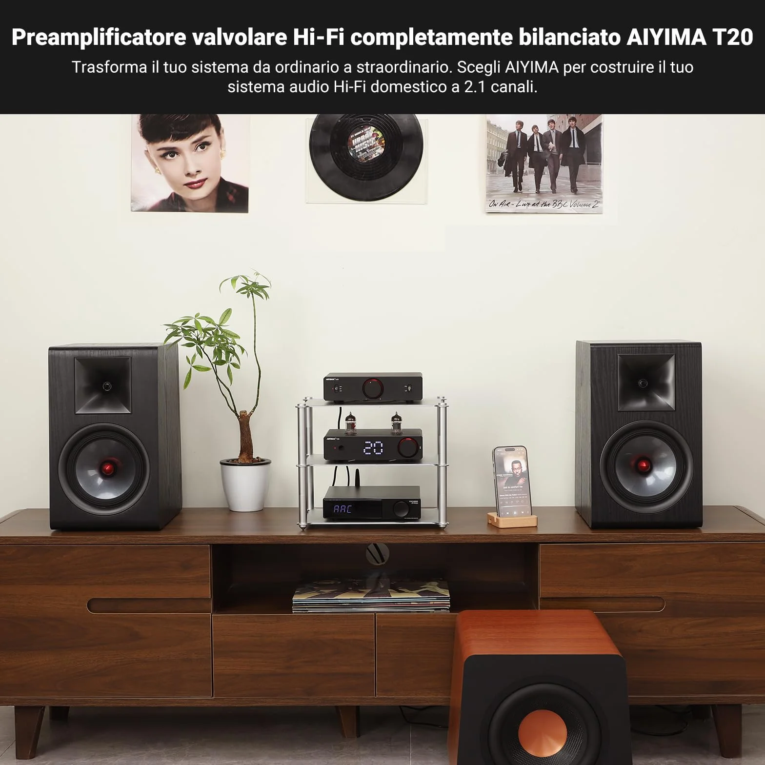 AIYIMA T20 Preamplificatore valvolare bilanciato LME49720 HiFi Home audio mini preamplificatore RCA XLR trigger 12V