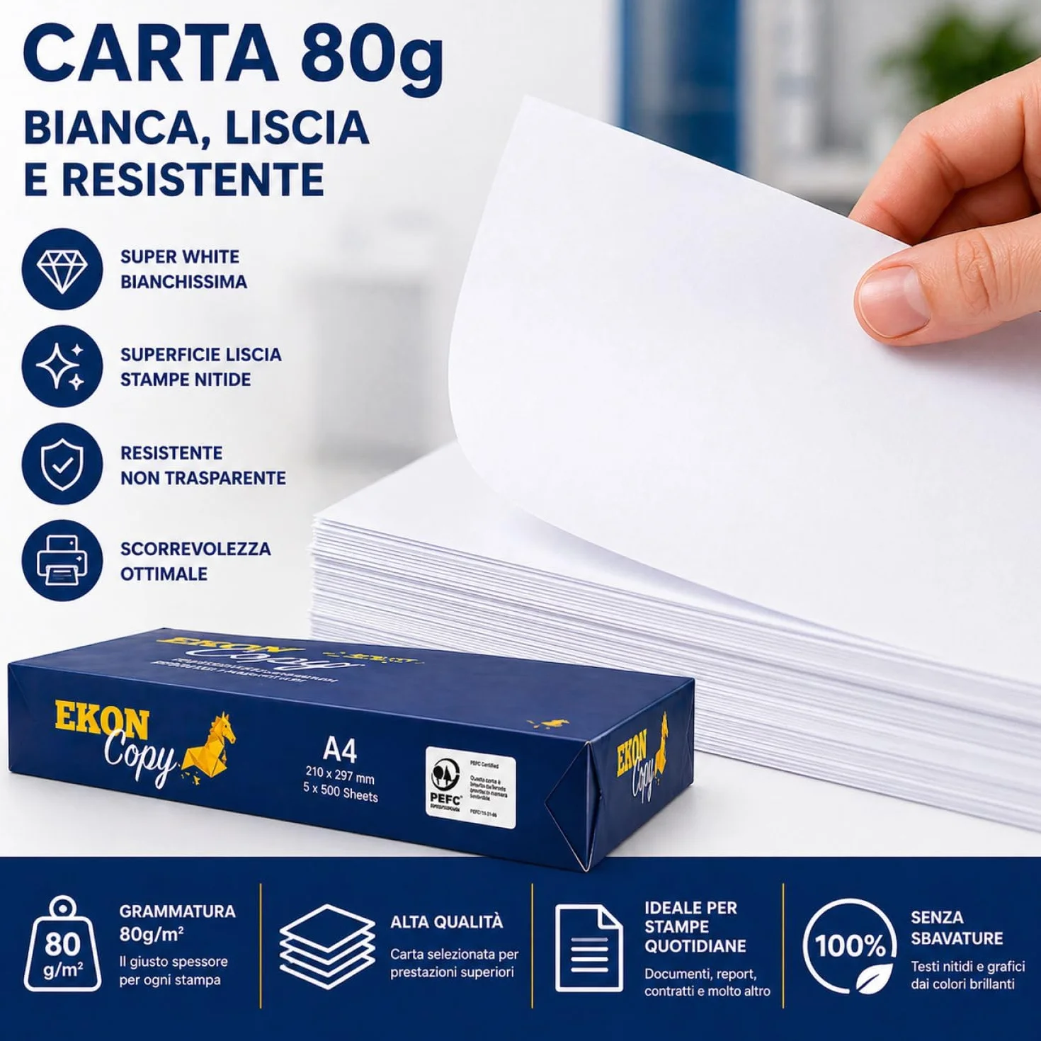 Risma Carta A4 5 pacchi 2500 fogli