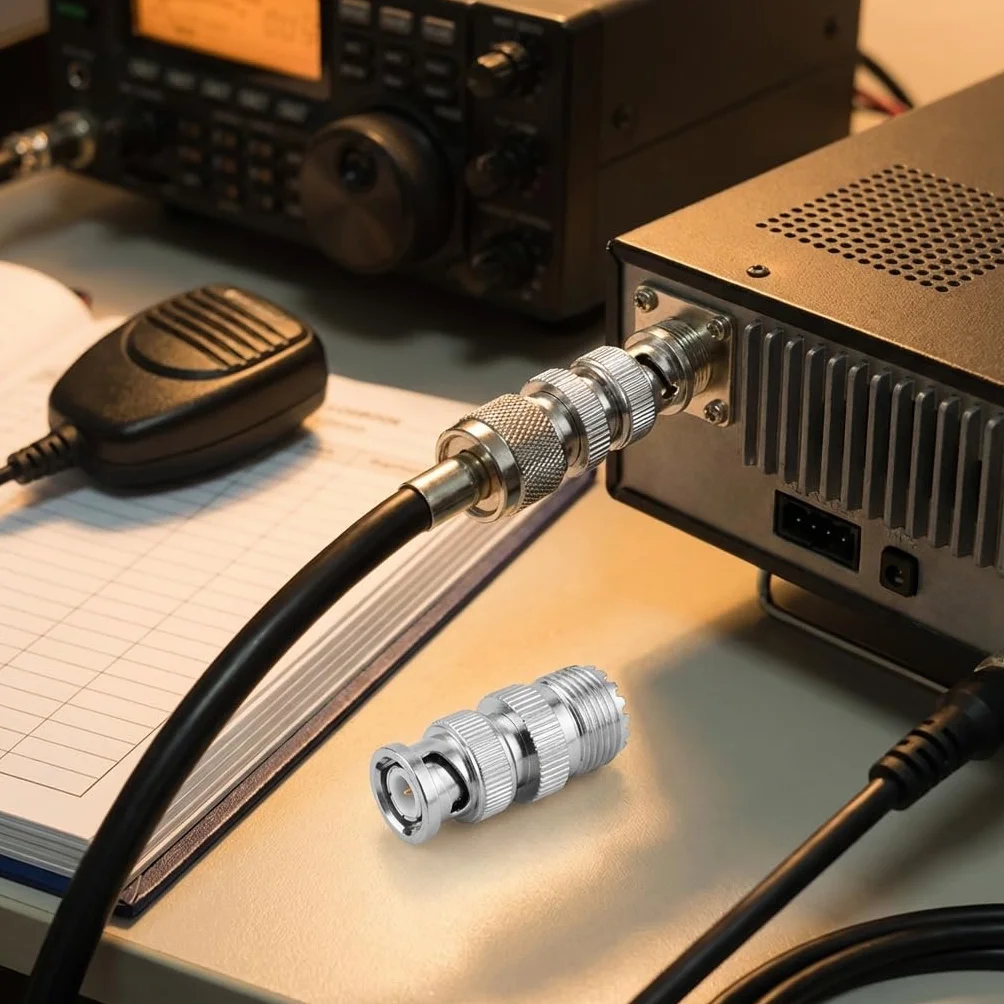 Cocoarm 2 Pezzi Adattatore Coassiale BNC Maschio a UHF Femmina, Connettore per Cavi RF per Scanner Radio