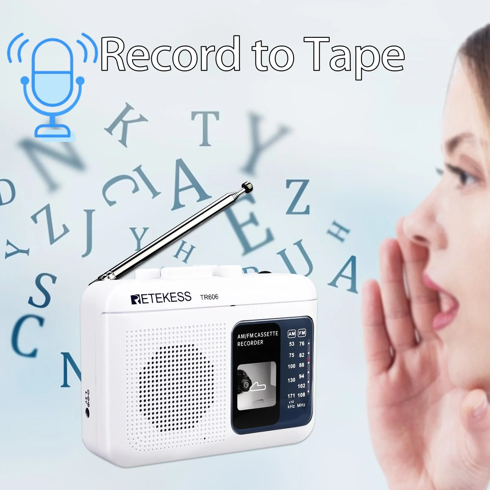 Retekess TR606 Registratore a Cassetta Portatile AM FM Radio