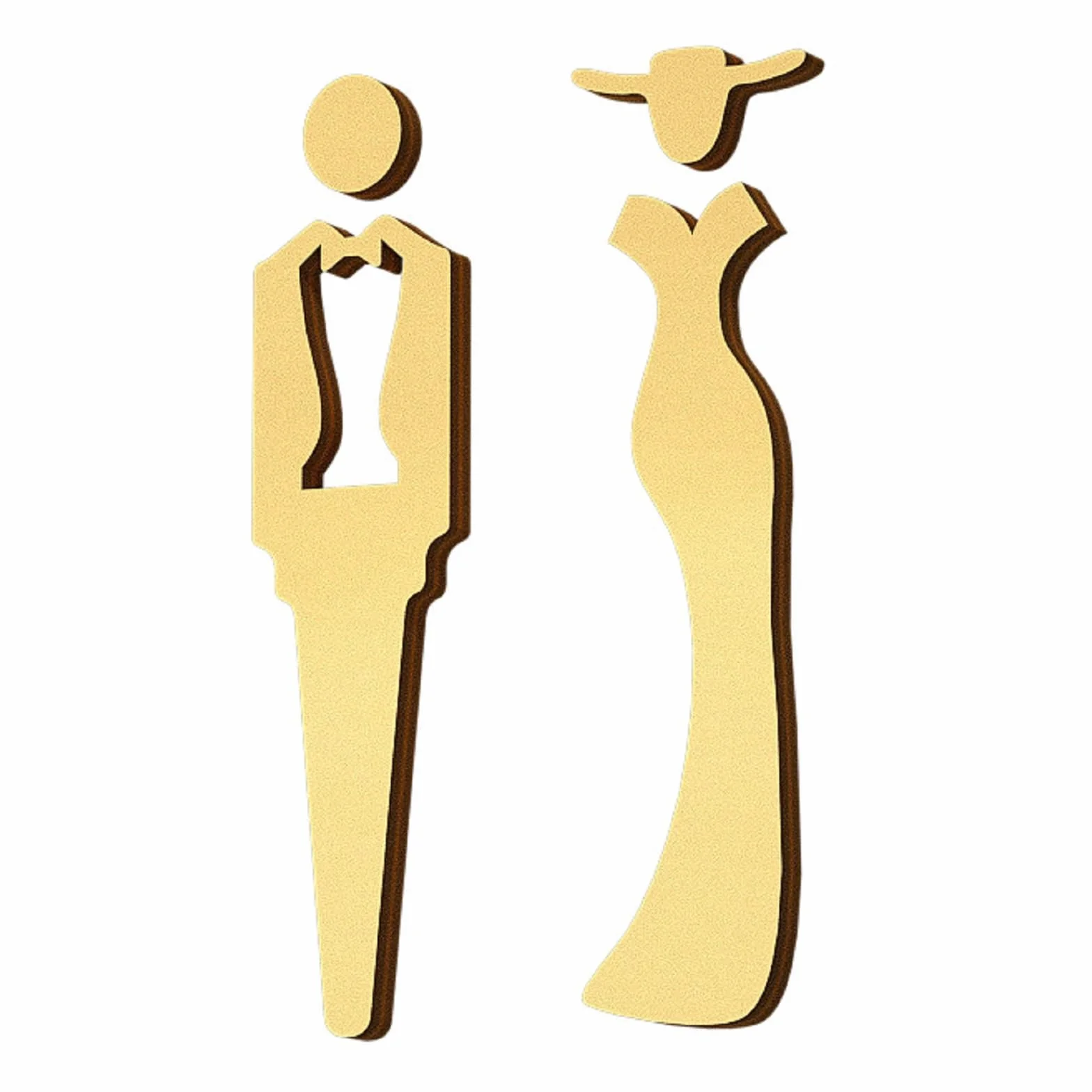 Segno Acrilico della Toilette, Segno della Porta della Toilette, 2 segni della Toilette per Uomini e Donne, Autoadesivo Autoadesivo della Toilette dell'oro, segni della Toilette Senza Unghie