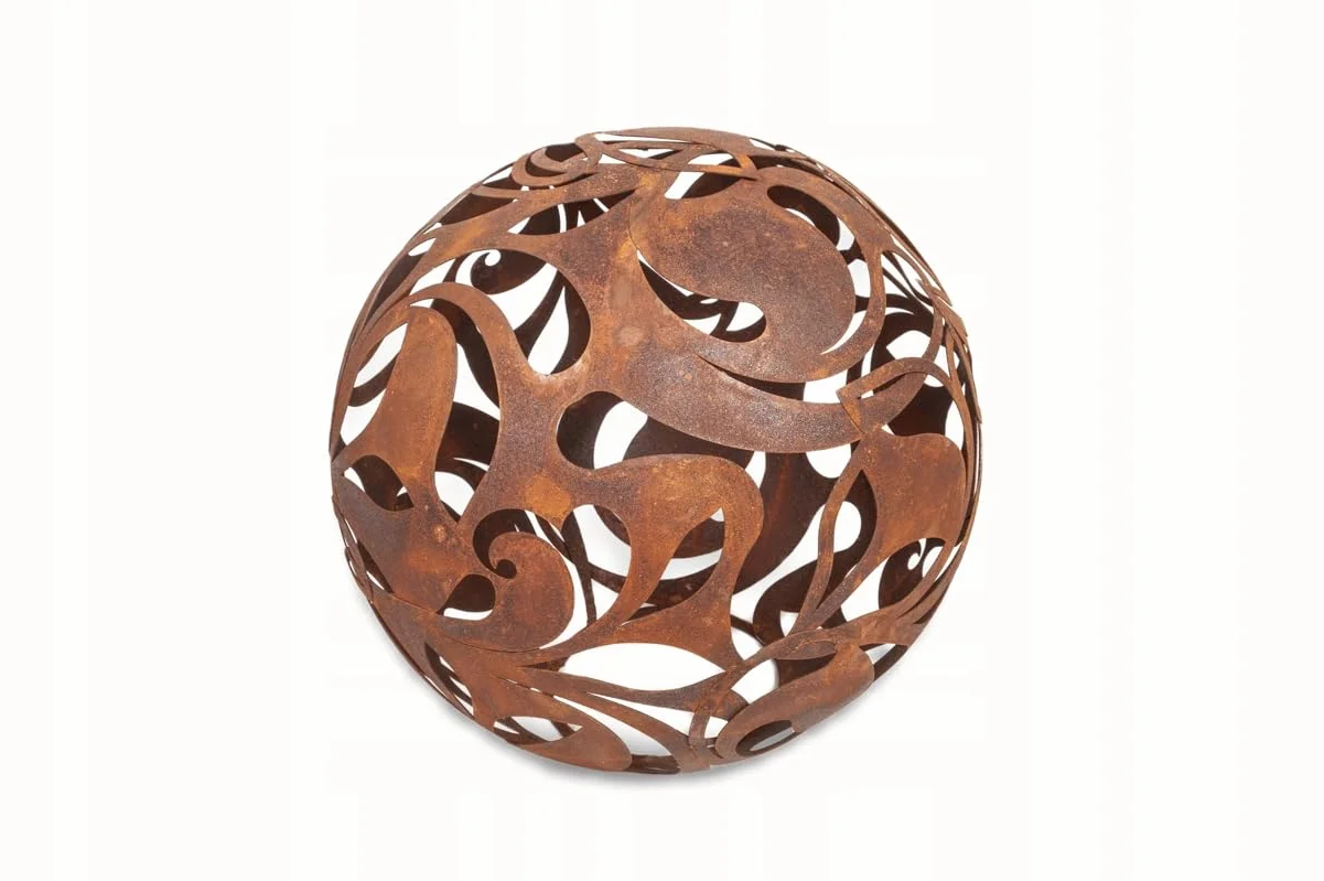 Kapaga, sfere da giardino in ruggine, per esterni, decorazione da giardino, vintage, da giardino, per candele, sfere per esterni, sfera esterna (ruggine, 33 cm)