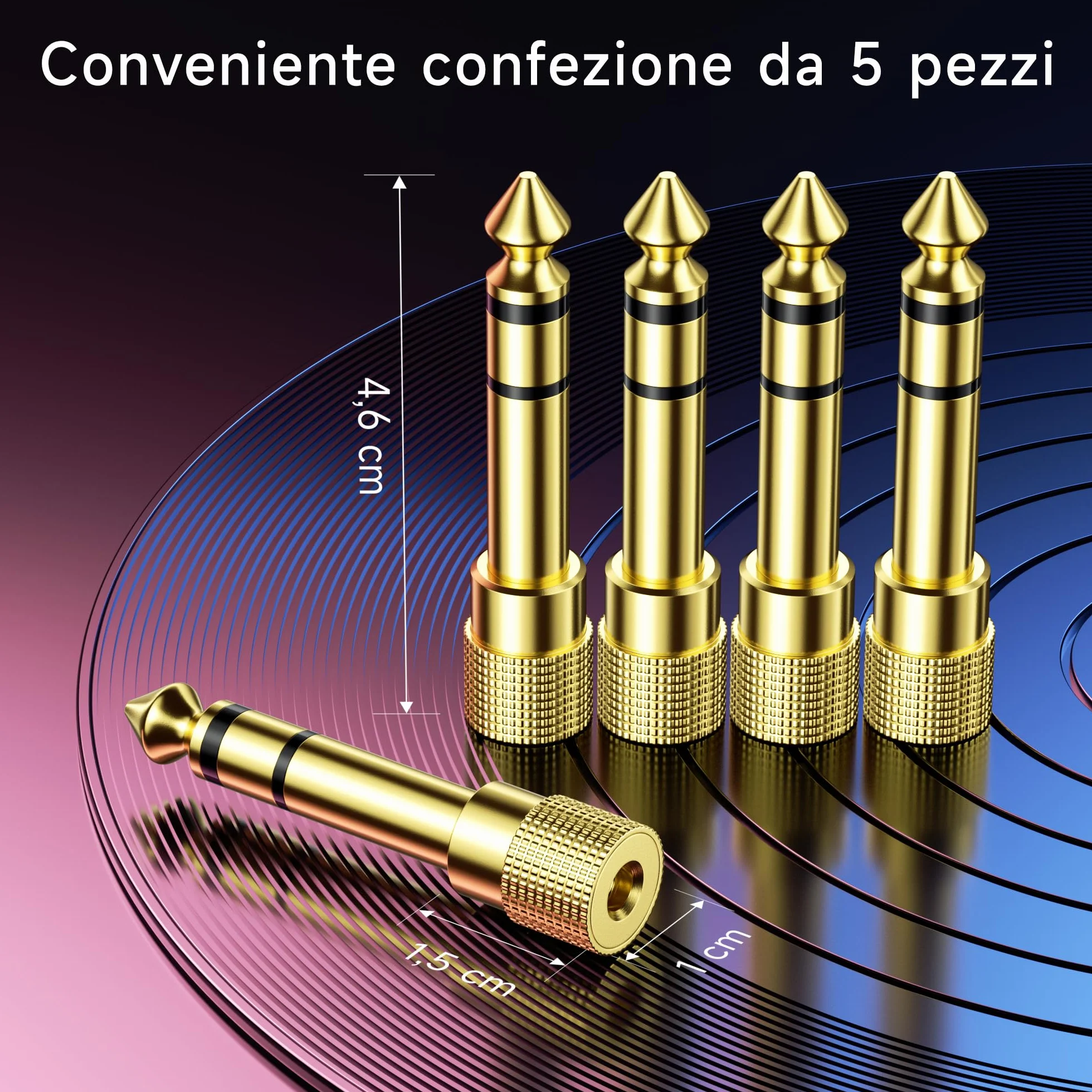 Cable Matters Confezione da 5 adattatori per cuffie 3,5 mm a 6,35 mm AUX jack