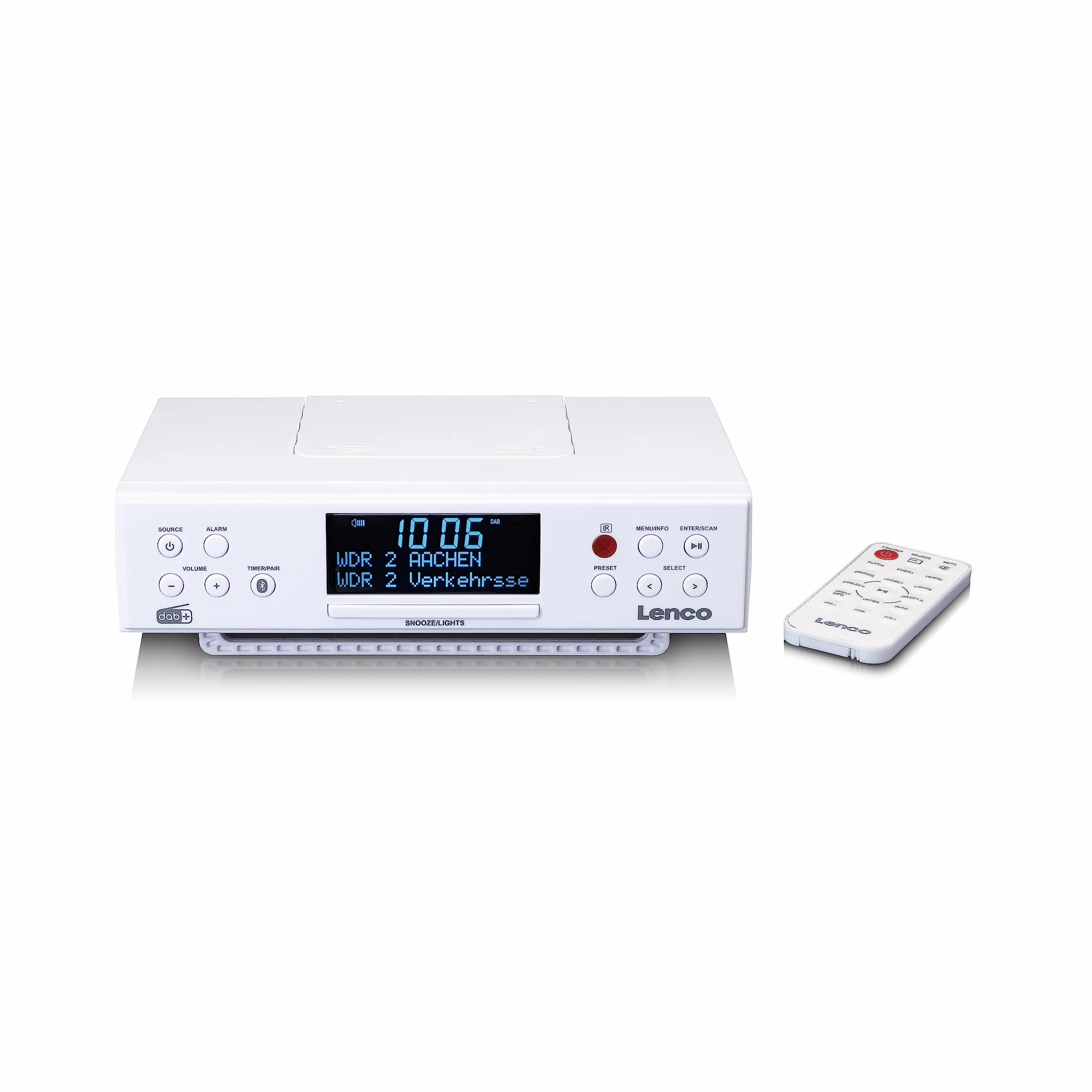 Lenco KCR-190WH Radio da Cucina DAB+/FM Bluetooth Display LED 3,3" Bianco