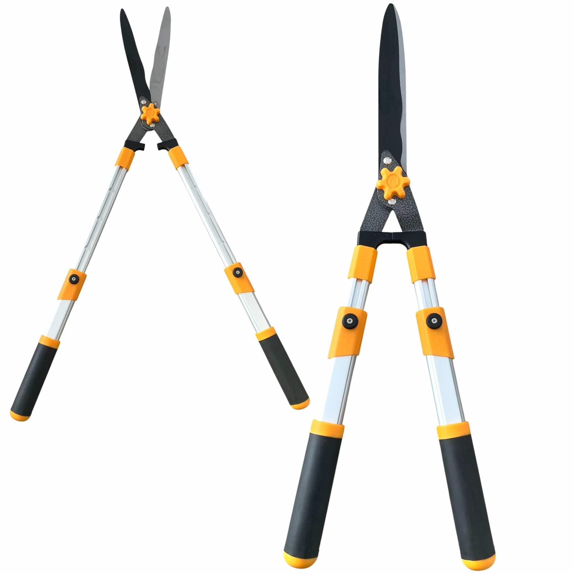 Forbice Tagliasiepi Cesoia da Potatura Siepi Lama ondulata Acciaio al Carbonio Manici Allungabili 680-870mm Cesoie da Giardino Leggere per Tagliare Siepi, Arbusti e Cespugli