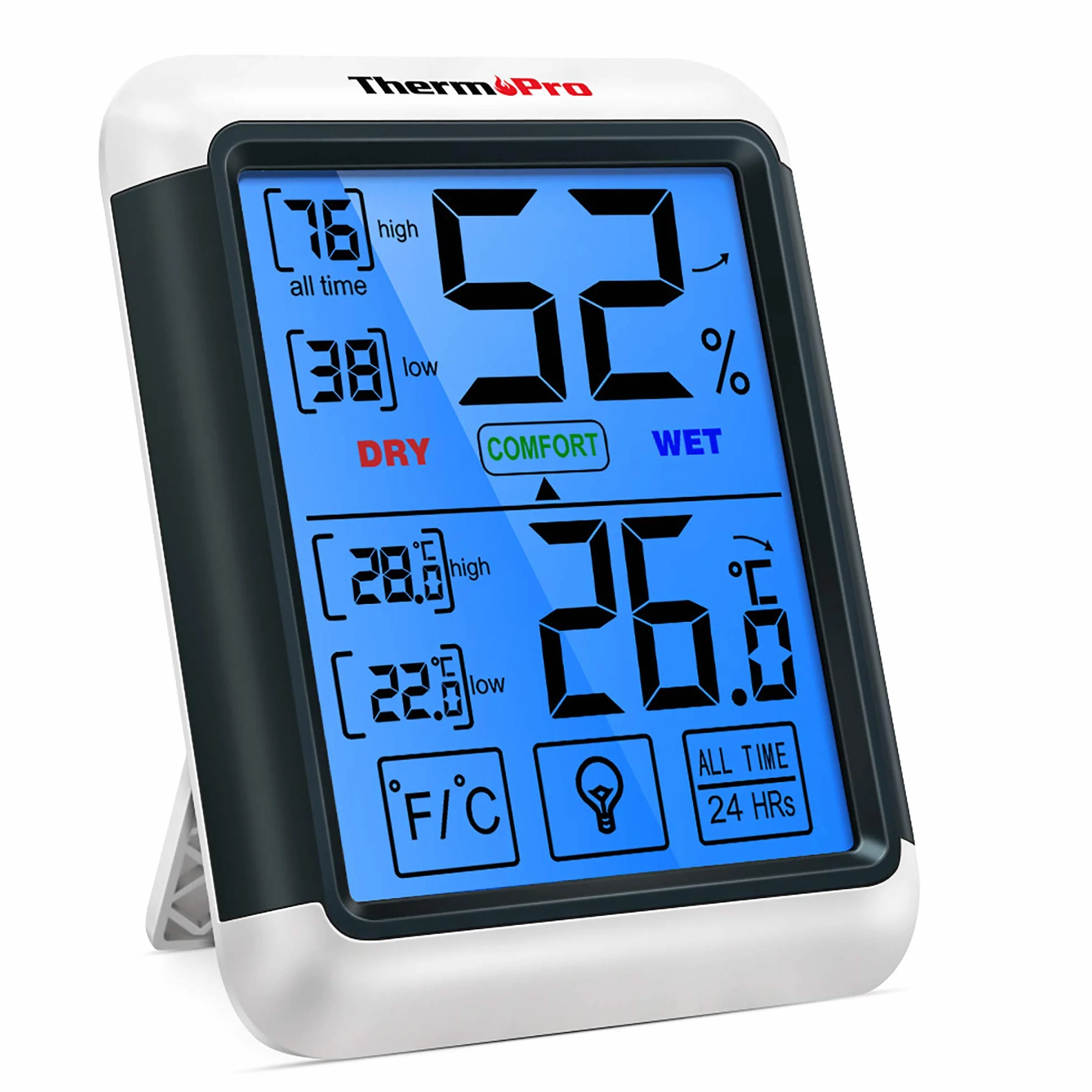 ThermoPro TP55 Termometro Igrometro Digitale da Interno con Schermo Touchscreen e Retroilluminazione