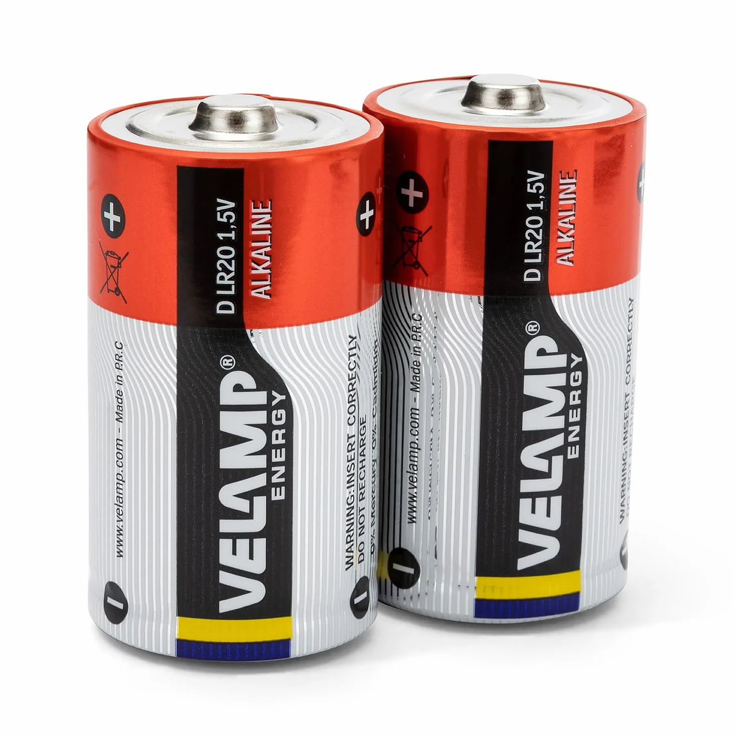 VELAMP LR20/2BP Batteria Torcia LR20 D, Alkaline, Rosso