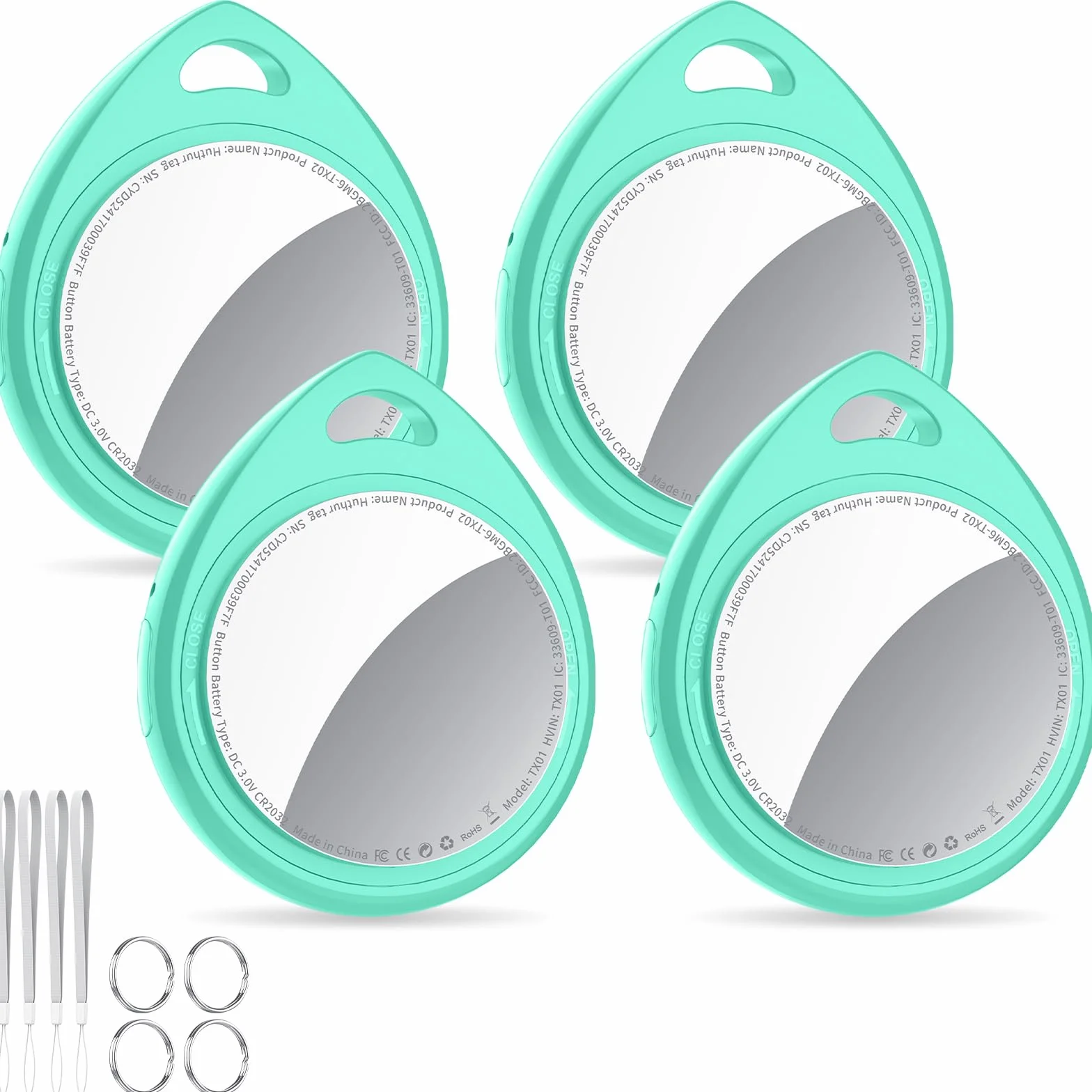 QCOQ Air Tags 4 Pezzi Smart Tracker Bluetooth Compatibile con Apple Dov’è App, Localizzatore Chiavi 100dB con Batteria Sostituibile