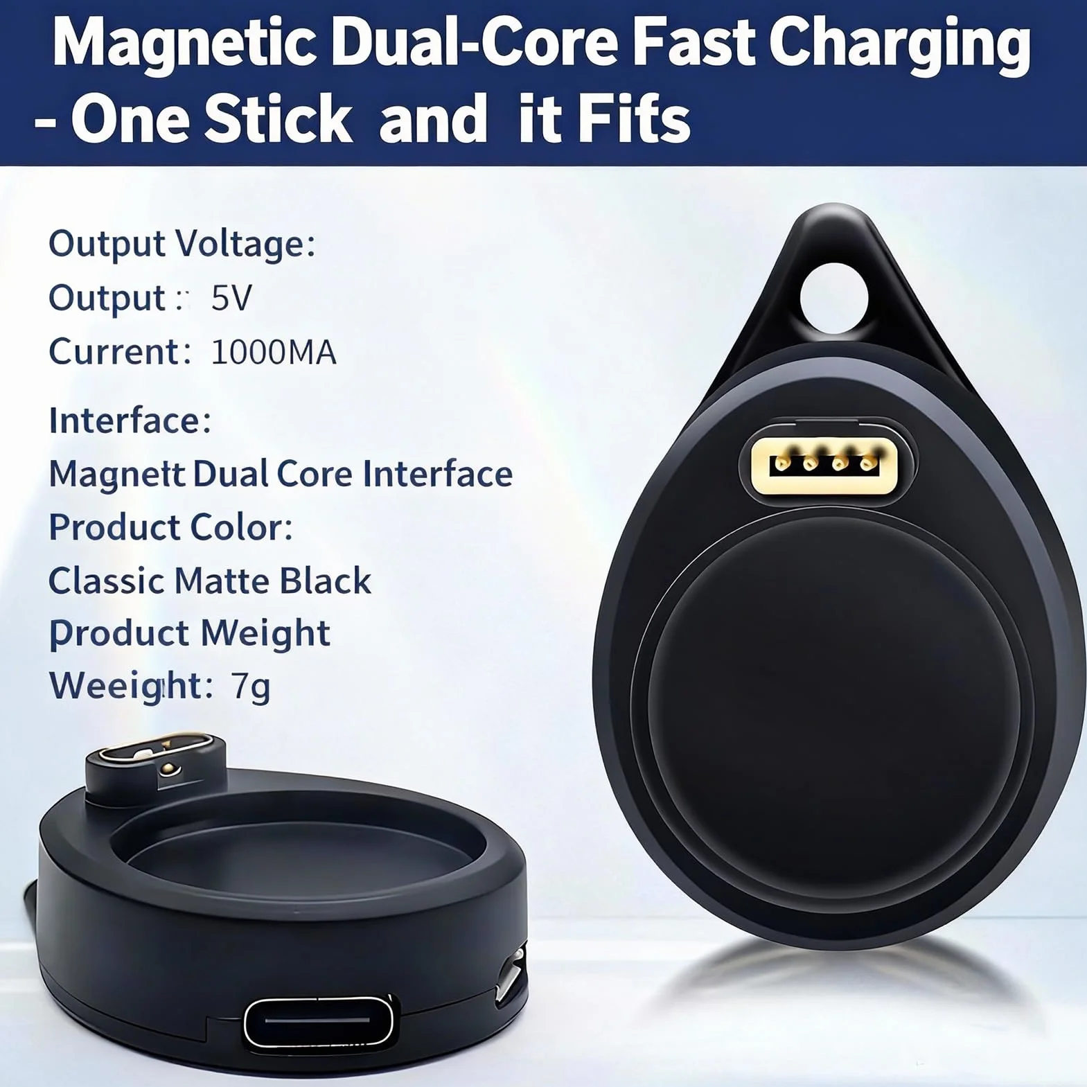 Caricatore USB-C/Micro Base Magnetica Rinforzata per Garmin Fenix 8/7/6/5, Forerunner 55/245/255/945, Venu 3/2, Vivoactive, Instinct, Approach, Vivomove Nero