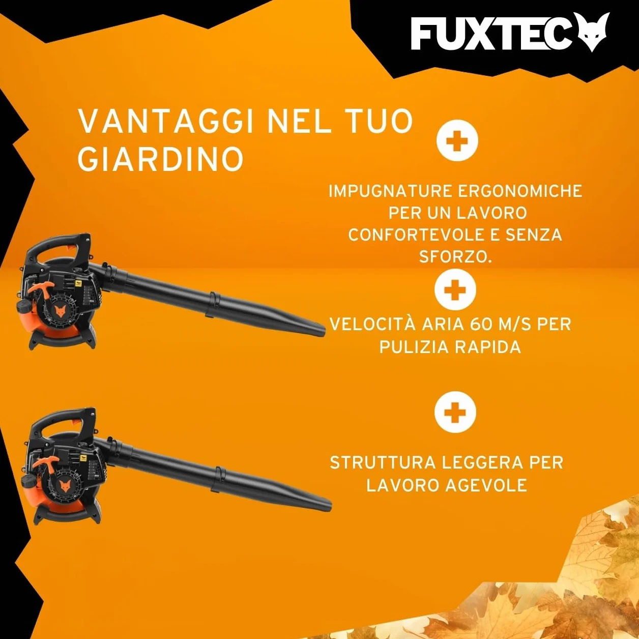 FUXTEC Soffiatore a Scoppio LB126ECO - Potente Soffiatore a motore da 26cc con Velocitàsoffiaggio di 216km/h a miscela di benzina 2 tempi