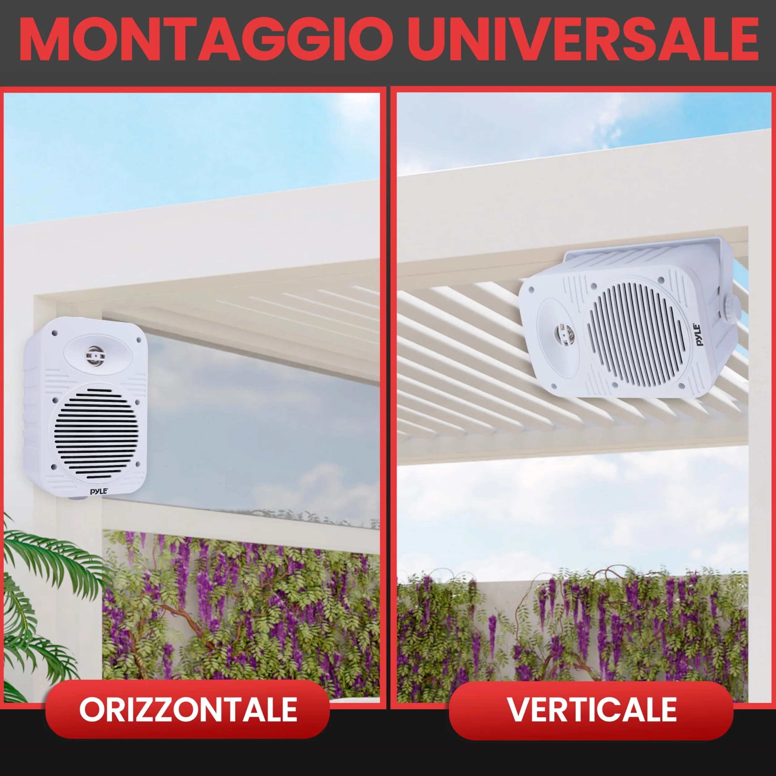 Pyle Altoparlanti 500 Watt 2 Vie Impermeabili 13 cm con Tweeter 1,3 cm Bianco