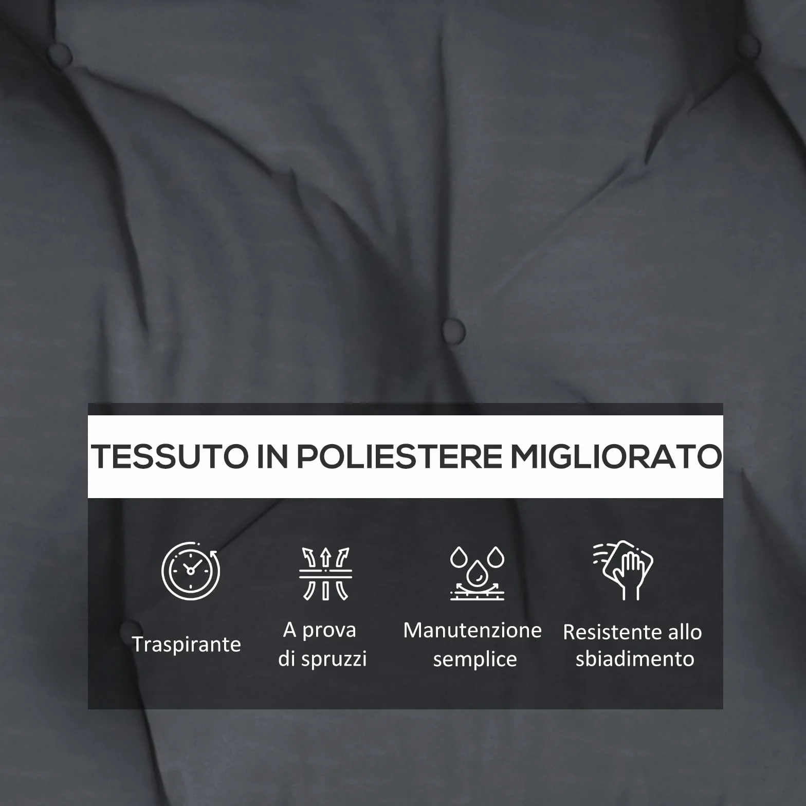 Outsunny Set 2 Pezzi Cuscini per Pallet per Schienale e Seduta con Imbottitura Spessa, Cuscini per Divano in Poliestere, per Interno ed Esterno, 120x60 cm, Grigio Carbone