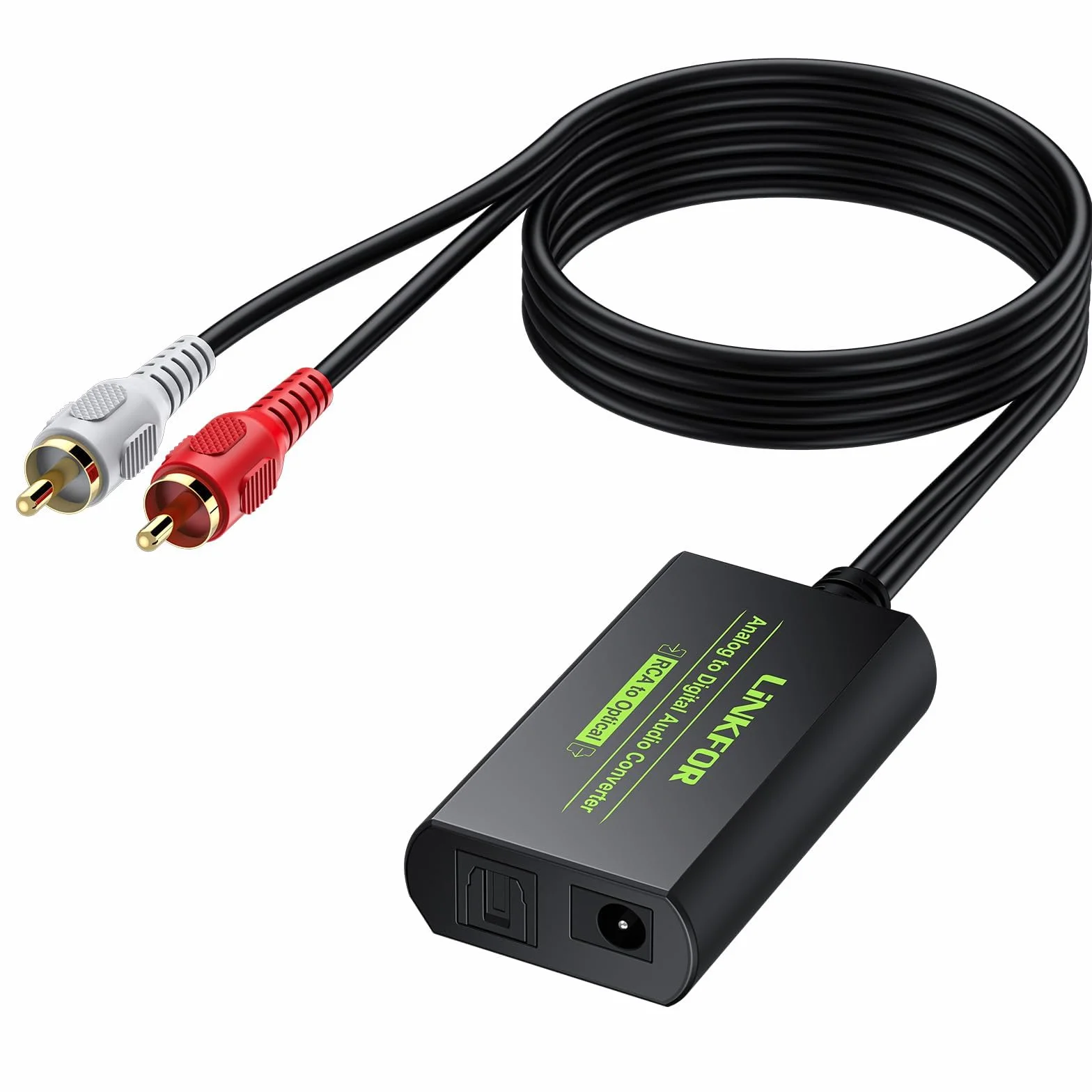 LiNKFOR Convertitore Audio RCA-SPDIF con Cavo da 1m, Adattatore Ottico Analogico-Digitale per HDTV