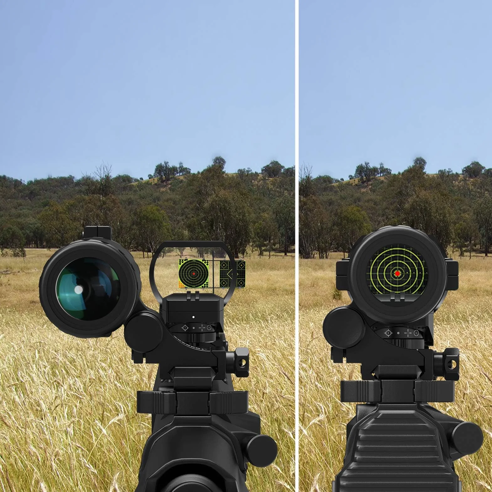 Feyachi M37 1.5X-5X Lente d'ingrandimento a punto rosso con mirino reflex RS-30 e reticolo multiplo