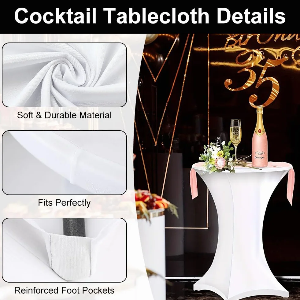 Tovaglia Elastica Cocktail 2 Pezzi per Bar Patio Matrimoni Banchetti Feste