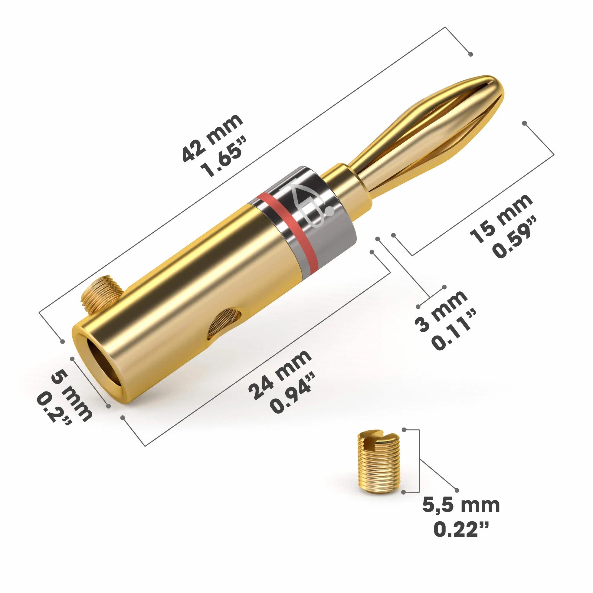 KabelDirekt Spine a banana 5 coppie per altoparlanti 6 mm² avvitabili dorati