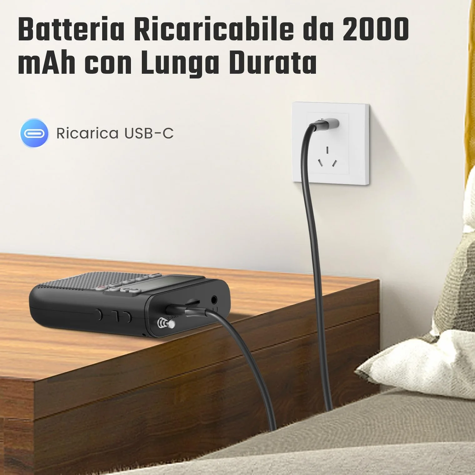 PRUNUS J-618 Radio Portatile AM/FM Bluetooth 2000 mAh Ricaricabile Digitale con Jack Cuffie e Slot TF