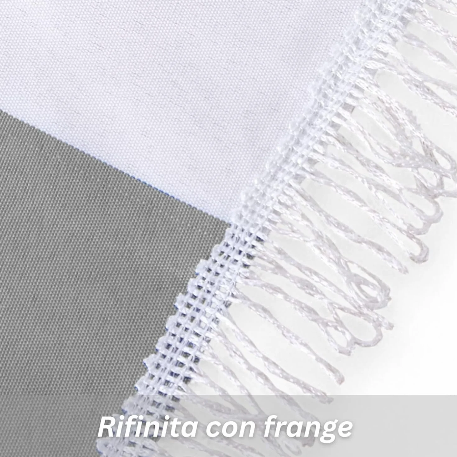 Tenda Da Sole per Esterno con Anelli e Ganci,Tende da Sole per Balconi Terrazzo con Frange, Resistente e Lavabile, Righe (Grigio, 280x300)