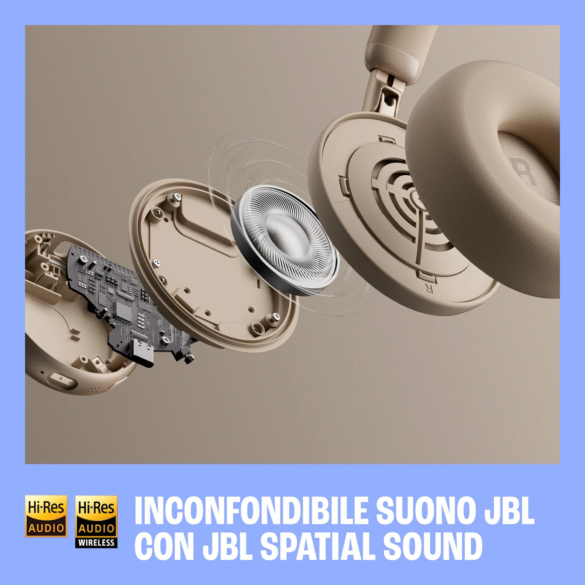 Cuffie On-Ear Bluetooth JBL Live 680NC con Cancellazione Adattiva del Rumore, Nero