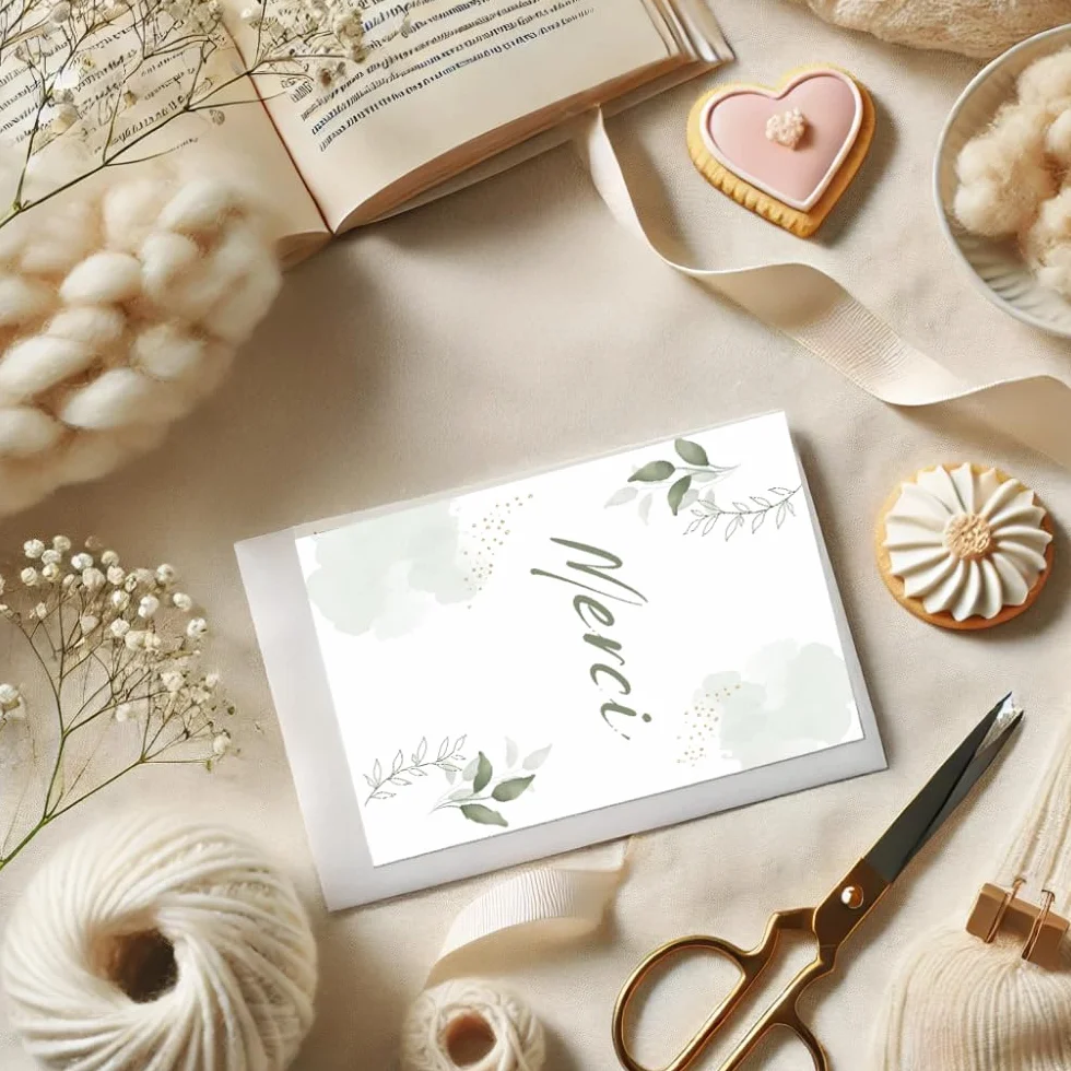 Set 10 biglietti ringraziamenti con buste stampate | Design FLORAL | Cartolina 10,4x14,8 cm | Ringraziamento matrimonio nascita compleanno