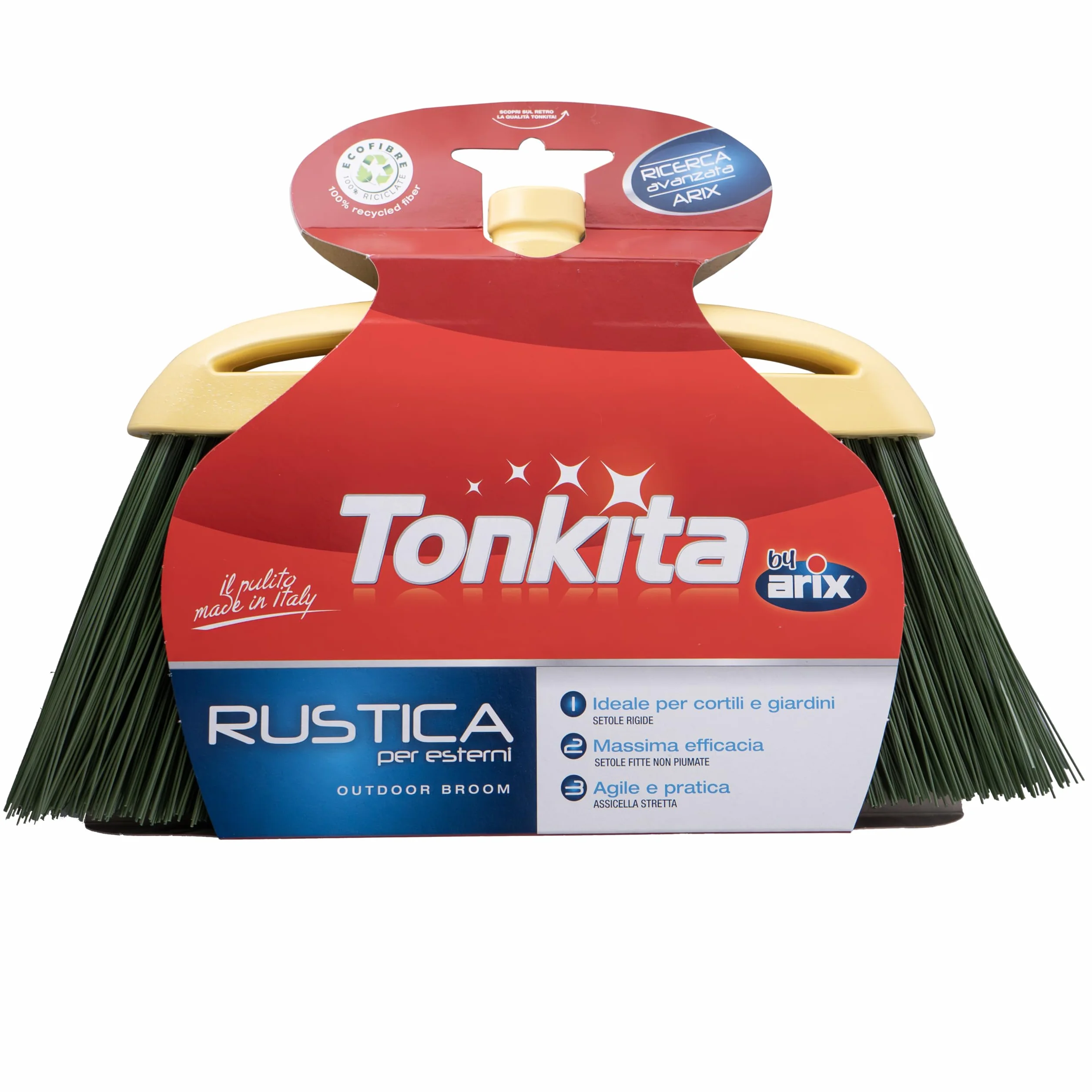 TONKITA | Rustica Scopa per Esterni, Scopa per Giardino e Cortile, Scopa con Setole Rigide, Materiale 100% Riciclato - Made In Italy