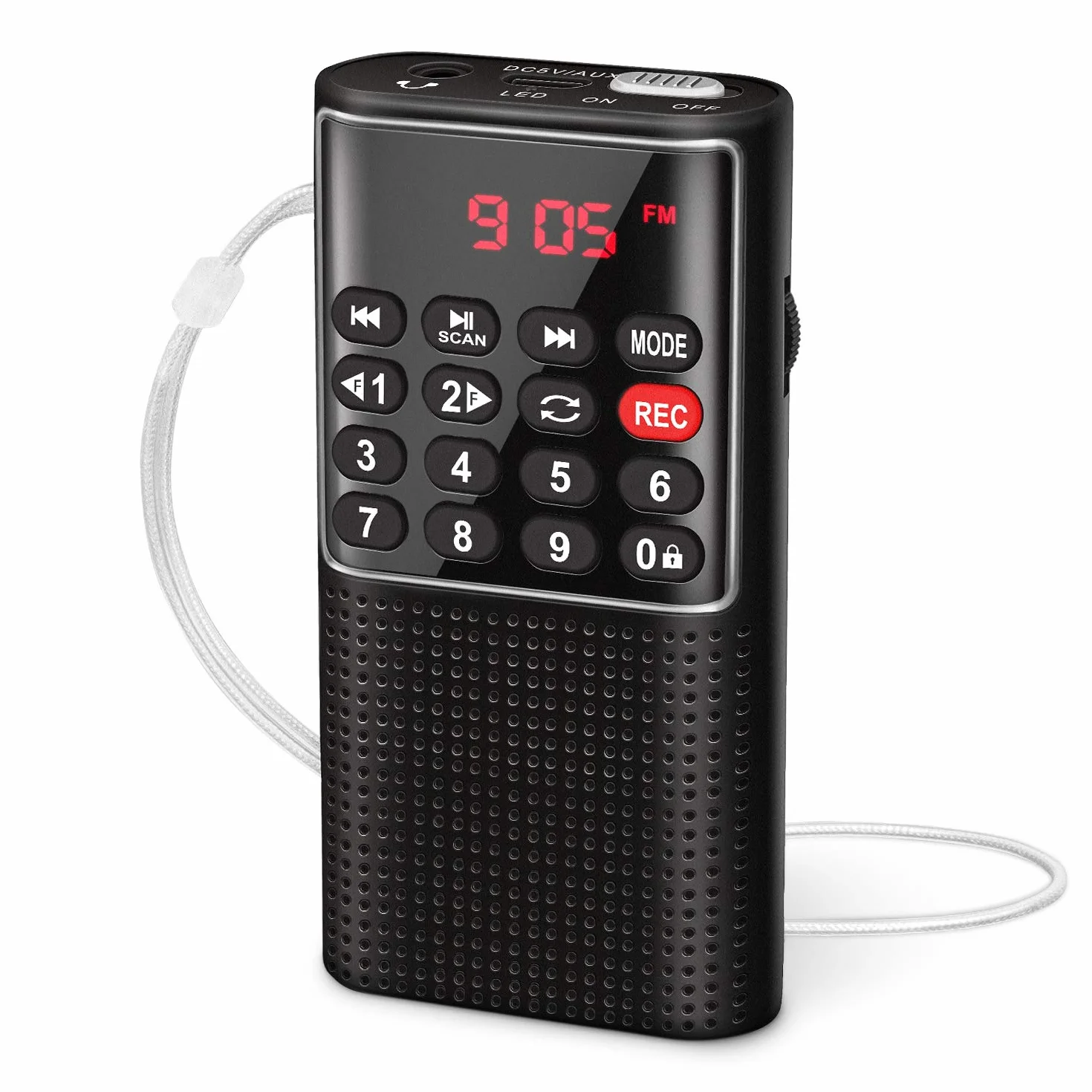PRUNUS J-328 Mini Radio Portatile FM Walkman Digitale con Registratore, Lettore MP3, Batteria Ricaricabile, Nero