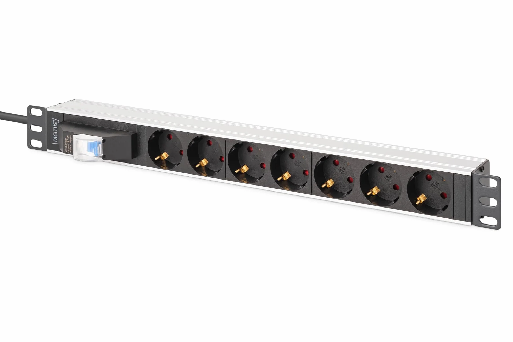 DIGITUS DN-95439 Presa multipla 19" 7 prese 1U Interruttore automatico 250 V CA 16 A 4000 W