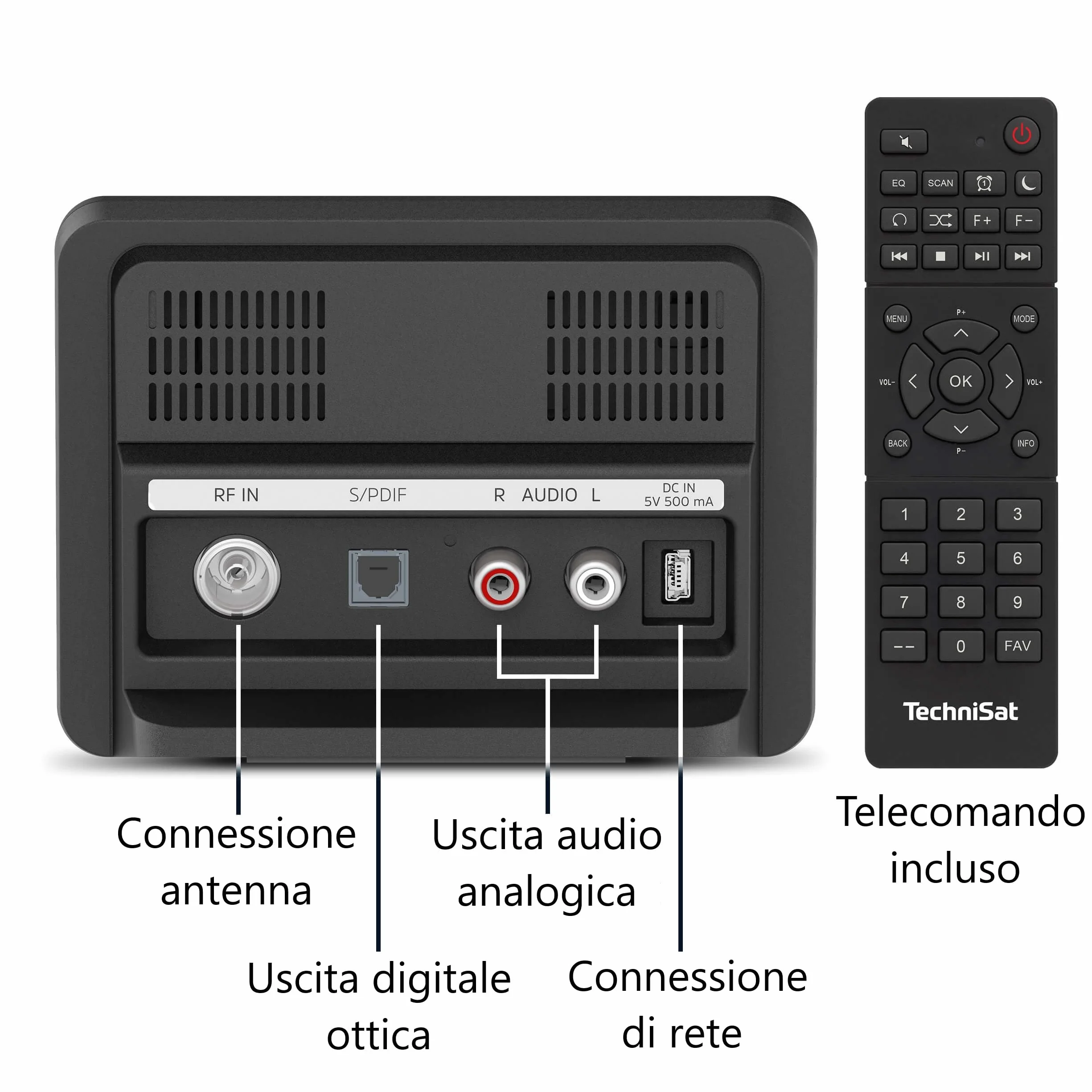 TechniSat DIGITRADIO 10 IR Radio DAB+ Internet WLAN Display Colori Bluetooth Telecomando Sveglia