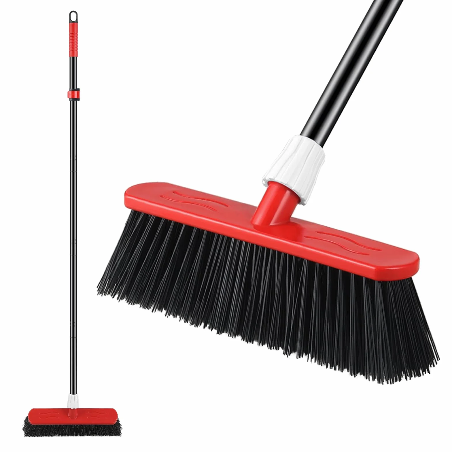 Mitclear Scopa da Giardino con Manico Telescopico(145cm), Spazzola Industriale Resistente, Spazzola con Setole Rigide, Scopa da Esterno per la Pulizia di Giardini, Cortili e Vialetti