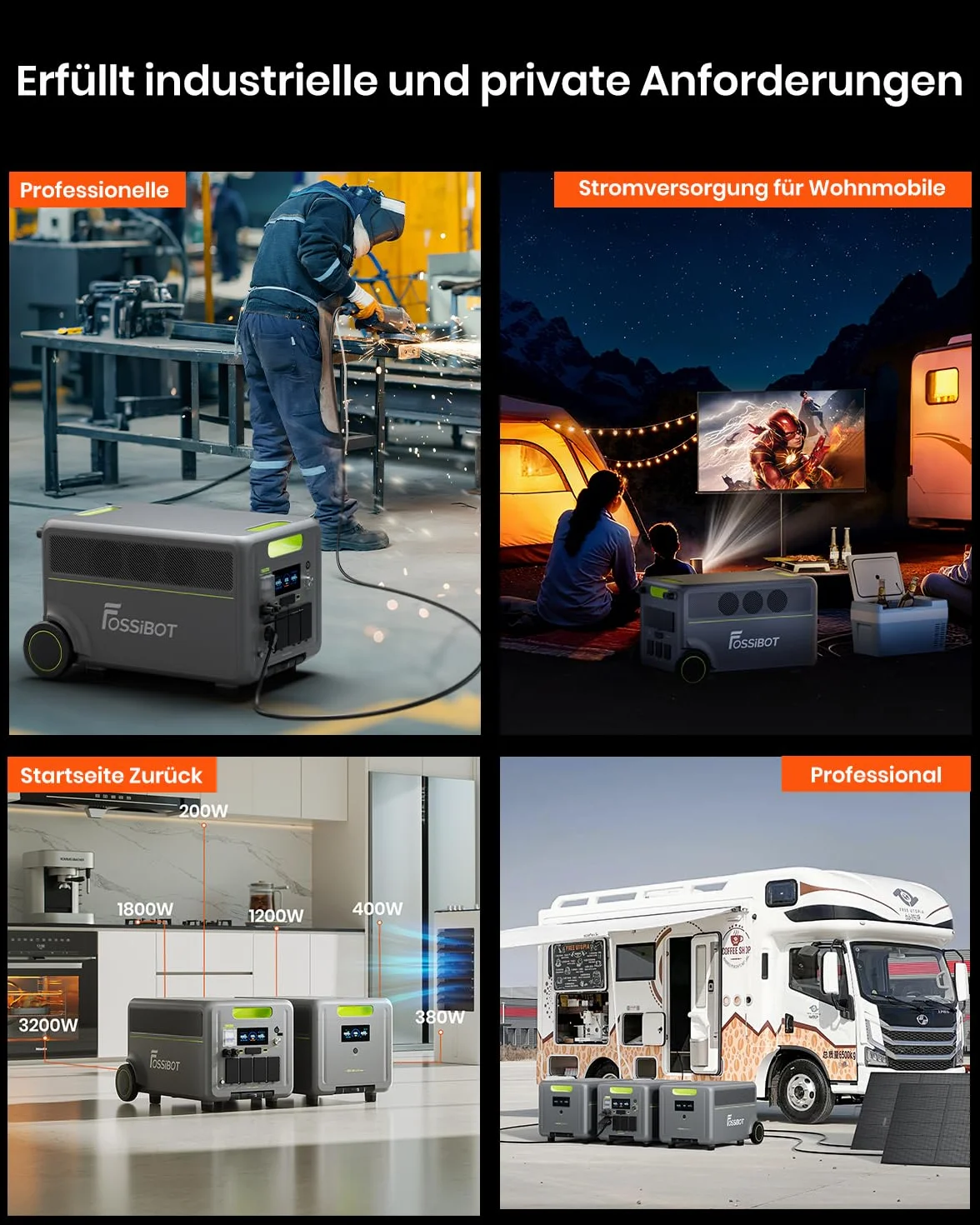 FOSSiBOT F7200 Power station LiFePO4 5222Wh Centrale elettrica portatile, CA 7200W Generatore Solare, UPS Power station Campeggio/Camper/Corrente di emergenza, 5 anni di garanzia