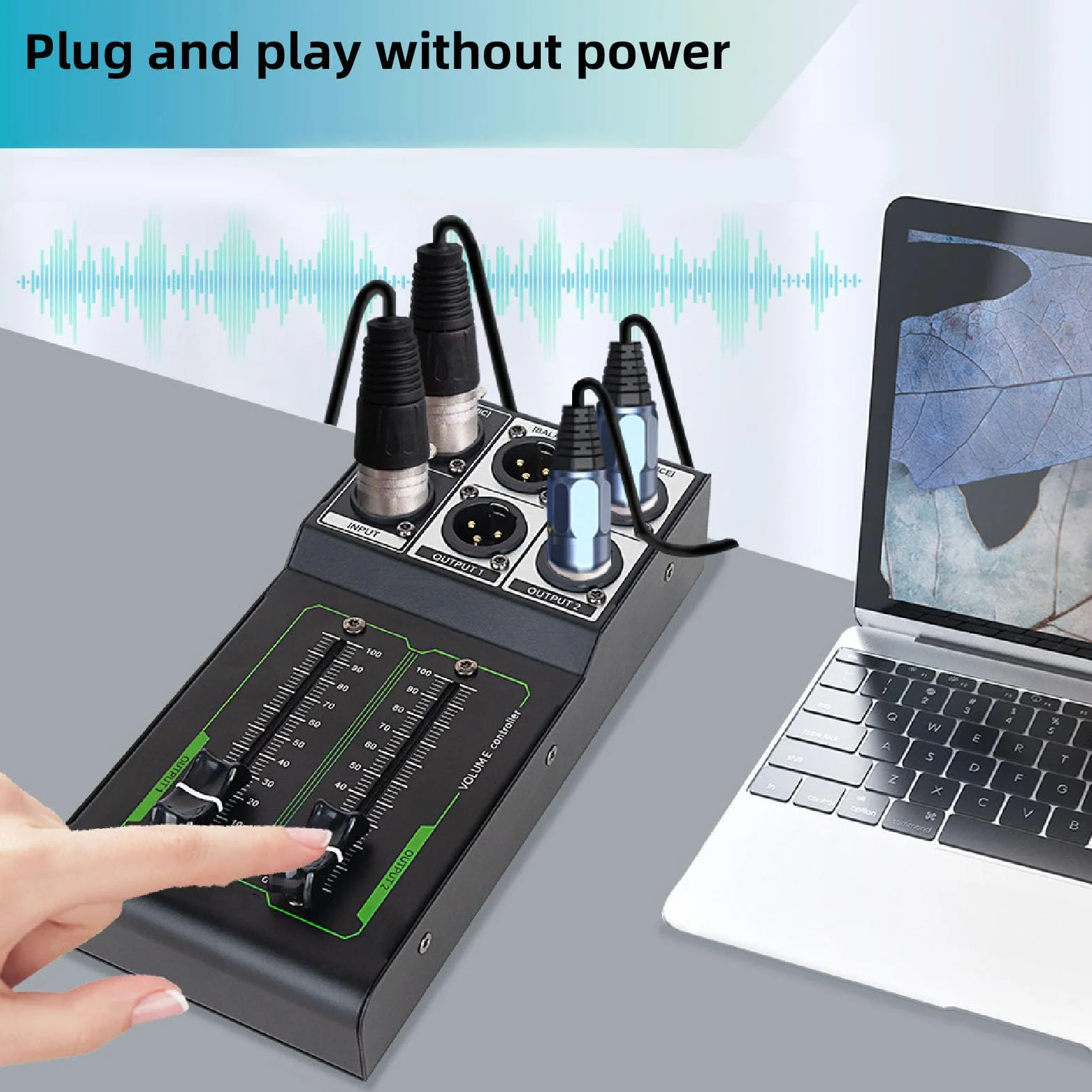 Ejoyous Regolatore di Volume per Casse Passive, 1 in 2 Out Controller Passivo da Studio, Monitor Stereo