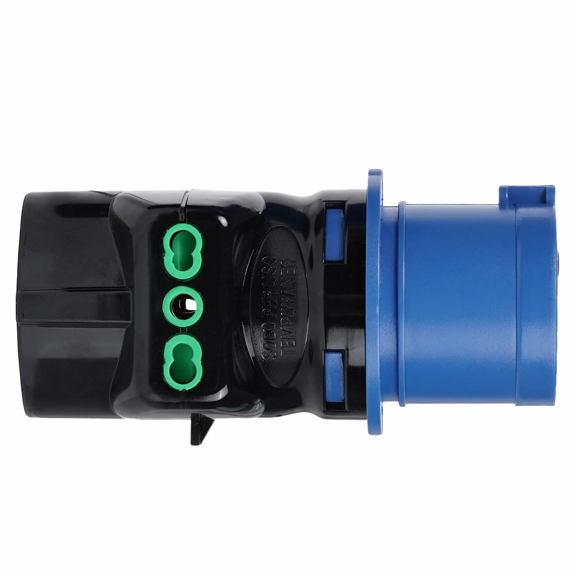 FANTON 78090-E Adattatore industriale, spina 2P+T 16A 200-250V 6h IP44, 2 prese bipasso italiane 2P+T 16A, 1 presa bipasso italo/tedesca 2P+T 16A