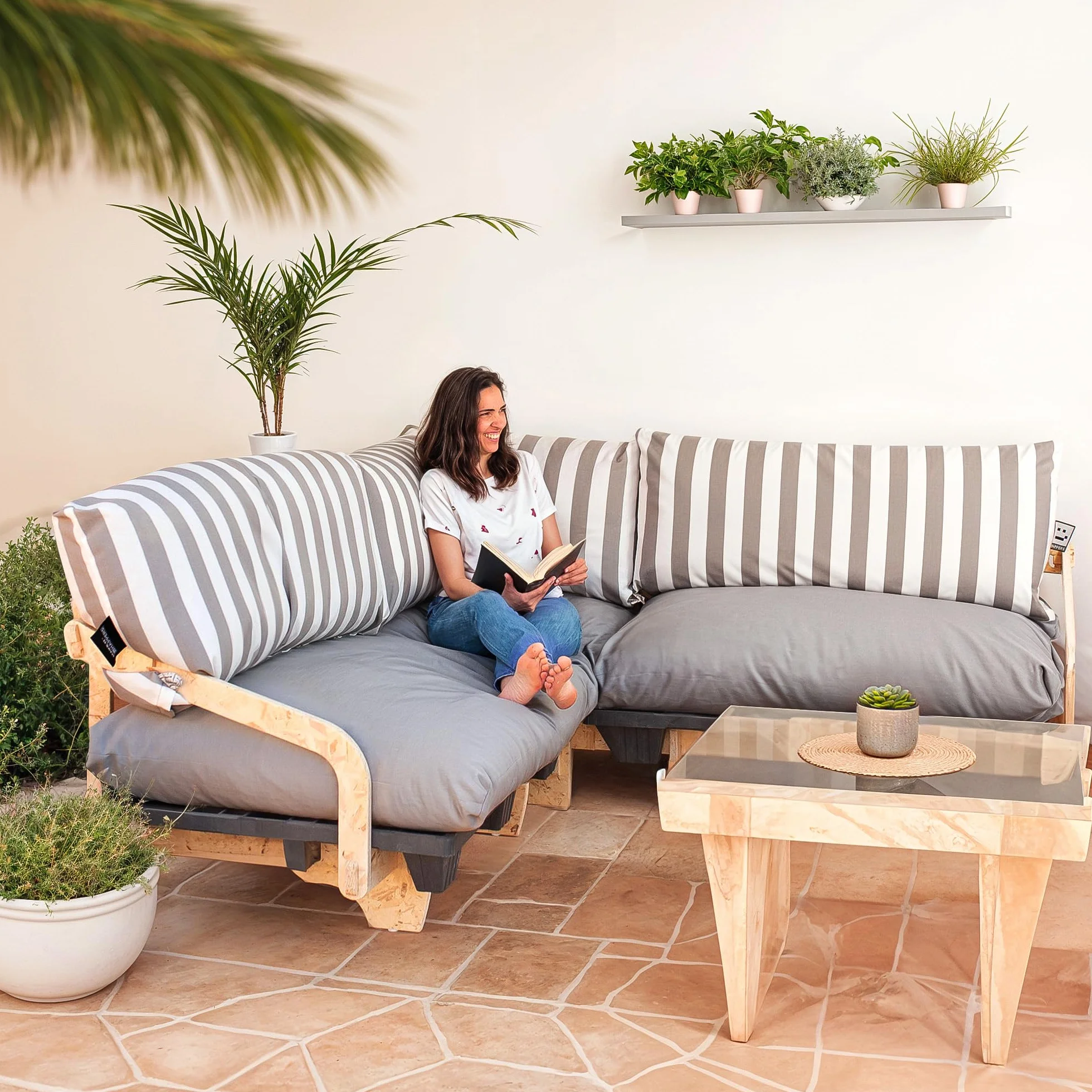 Happers Cuscino per Pallet Esterno 120x60x20 cm Antimacchia Sfoderabile Lavabile Verde