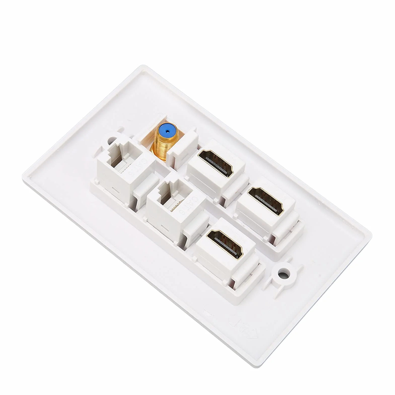 Goshyda Piastra da Parete HDMI Coassiale Ethernet, 6 Porte 4K HDMI RJ45 TV F Head Decorativa