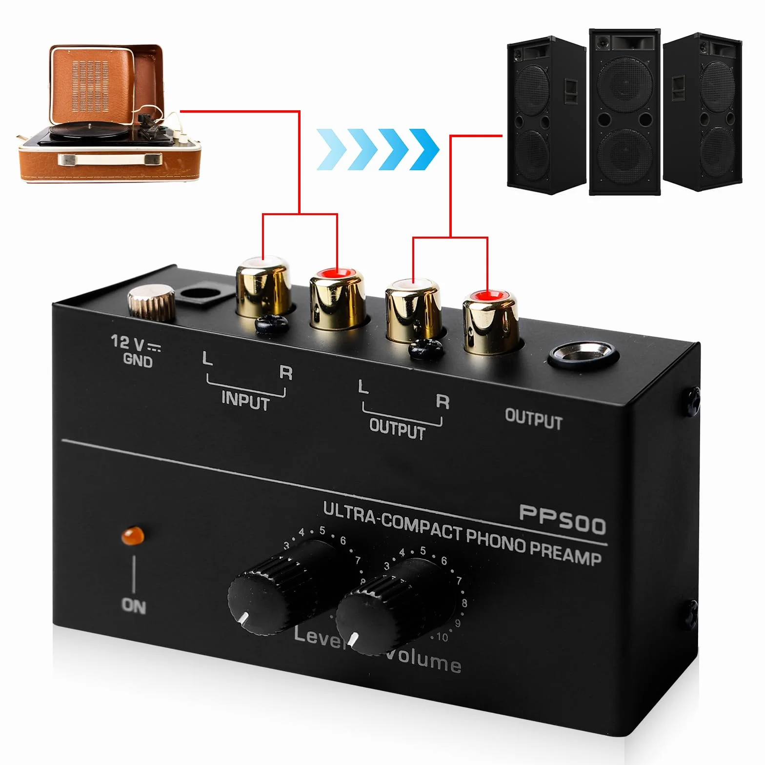 Giradischi Phono Preamplificatore PP500 Preamplificatore Audio Stereo con Ingresso e Uscita RCA