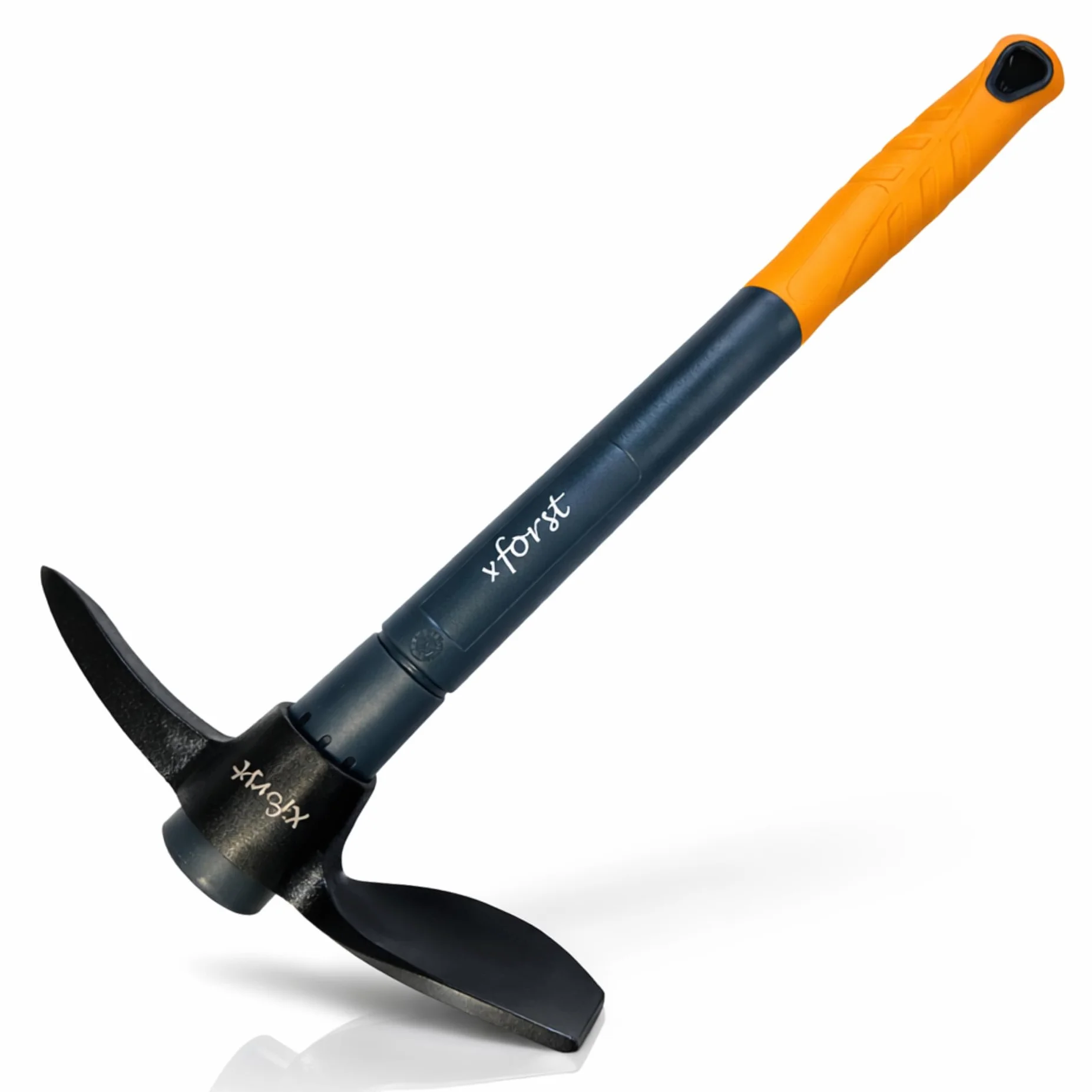 Xforst Piccolo piccone X-M3A – Piccone da giardino con manico in fibra di vetro e testa in acciaio – Piccola zappa per giardino, campeggio, piante e aiuole – 40 cm – Durevole ed ergonomico