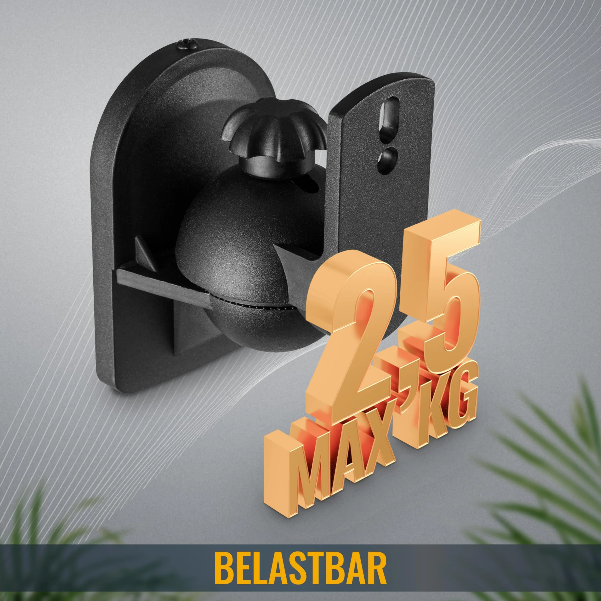 RICOO Supporti Universali per Casse LH028-B Altoparlanti da Parete Orientabile 50x87x64mm Set di 2 Nero