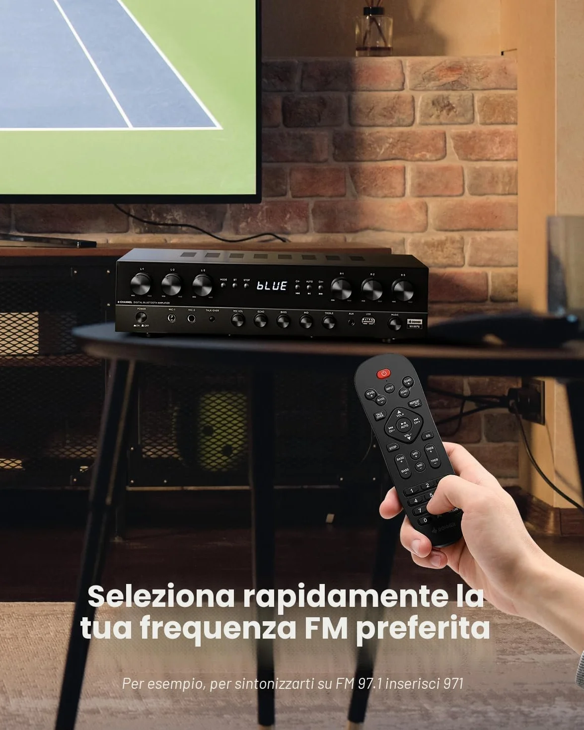 Donner Amplificatore Hifi 6 canali 1000 W Bluetooth 5.3 USB FM Karaoke MAMP6