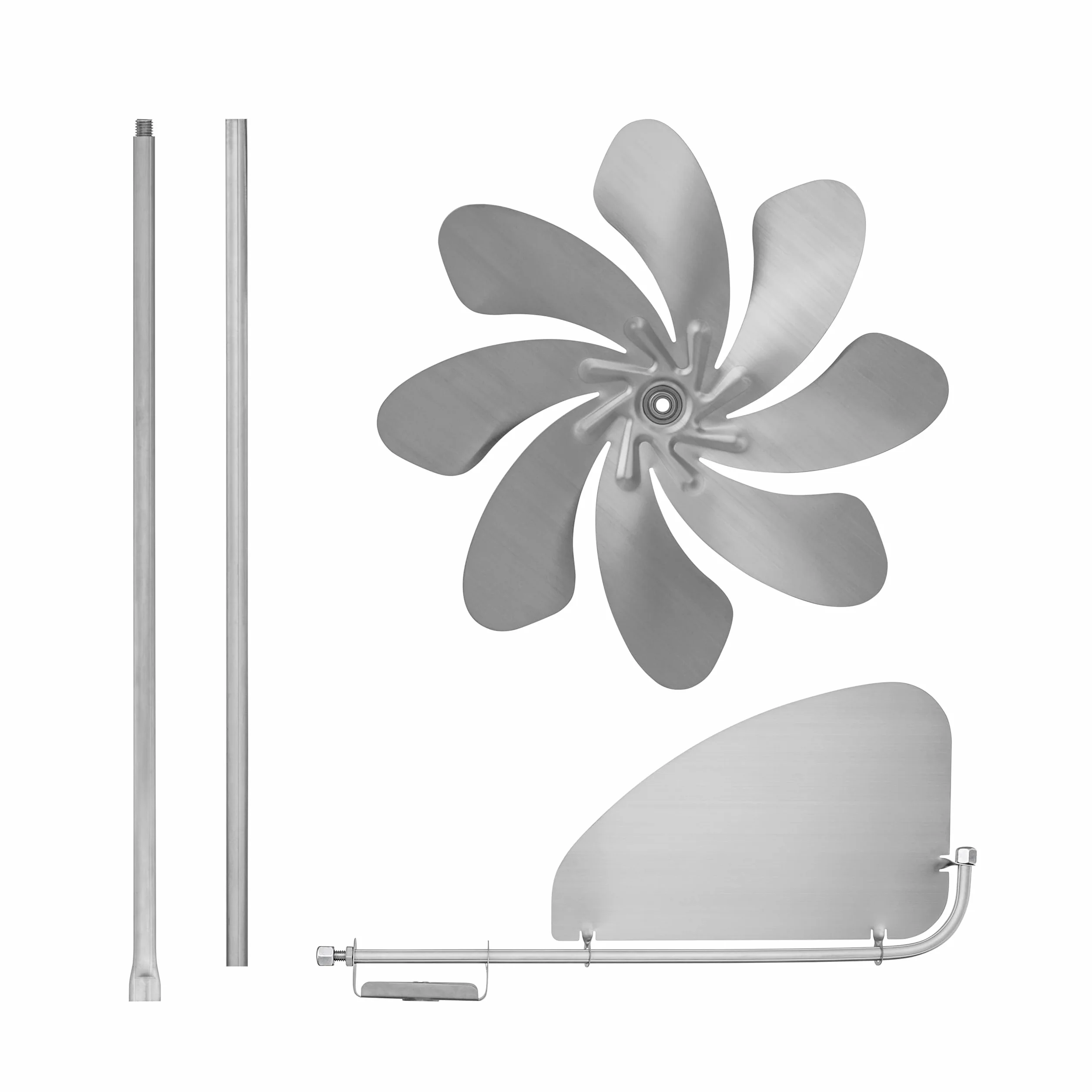 Skarat Speedy28 Plus - Mulino a vento in acciaio inox (diametro del rotore di 28 cm), cuscinetti a sfera, con banderuola (girevole a 360°), prodotto in Germania