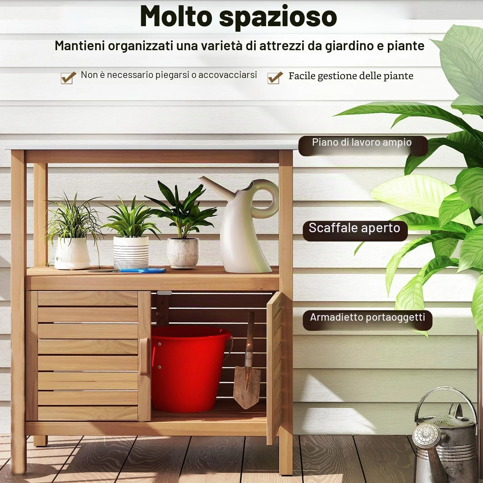 KOMFOTTEU Armadio da esterno in legno massello 80x40x90,5 cm mobile portaoggetti con piattaforma per giardino balcone