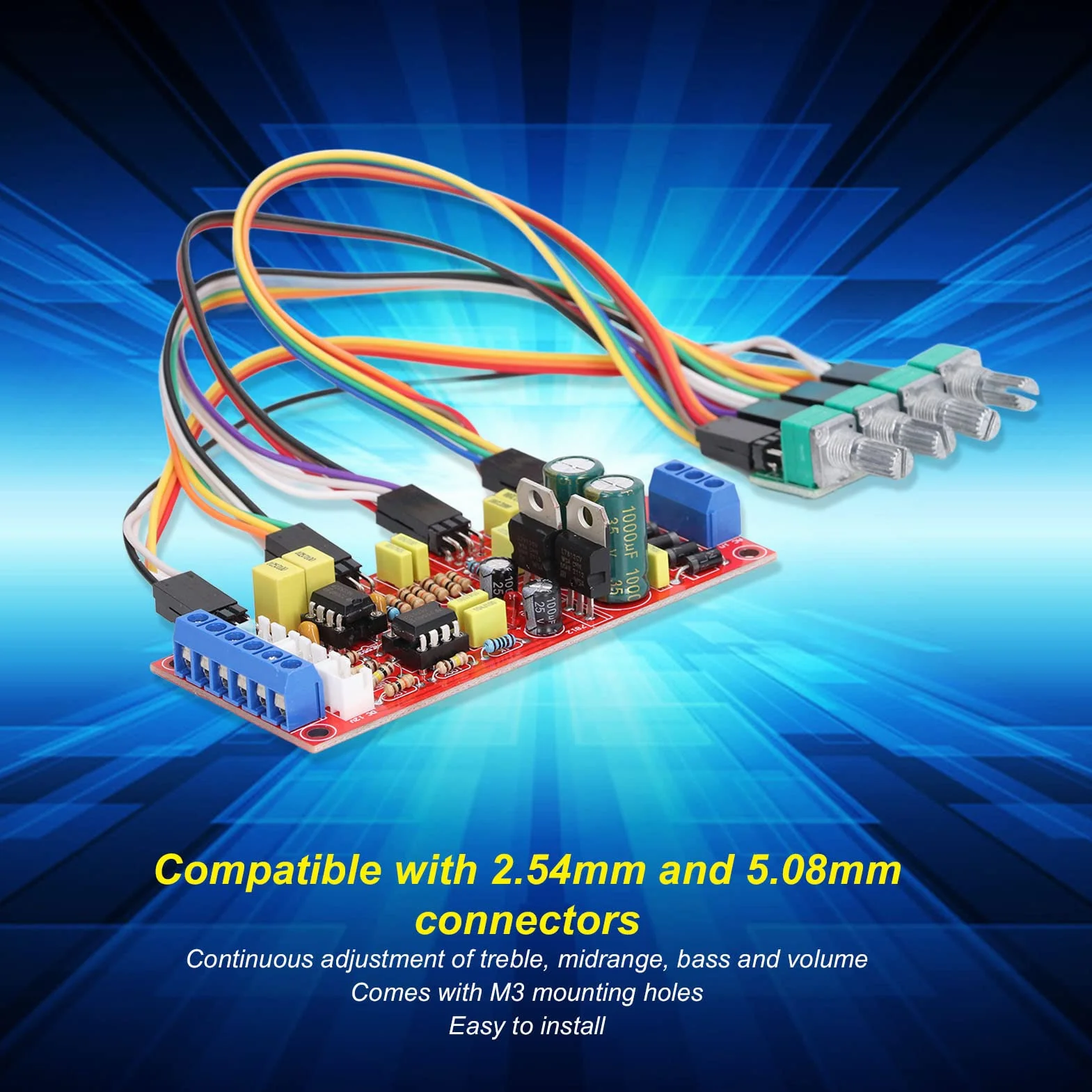 Preamplificatore Audio Stereo Hi-Fi con Controllo Volume, Treble e Bassi, Modulo PCB per Impianto con Equalizzazione Avanzata