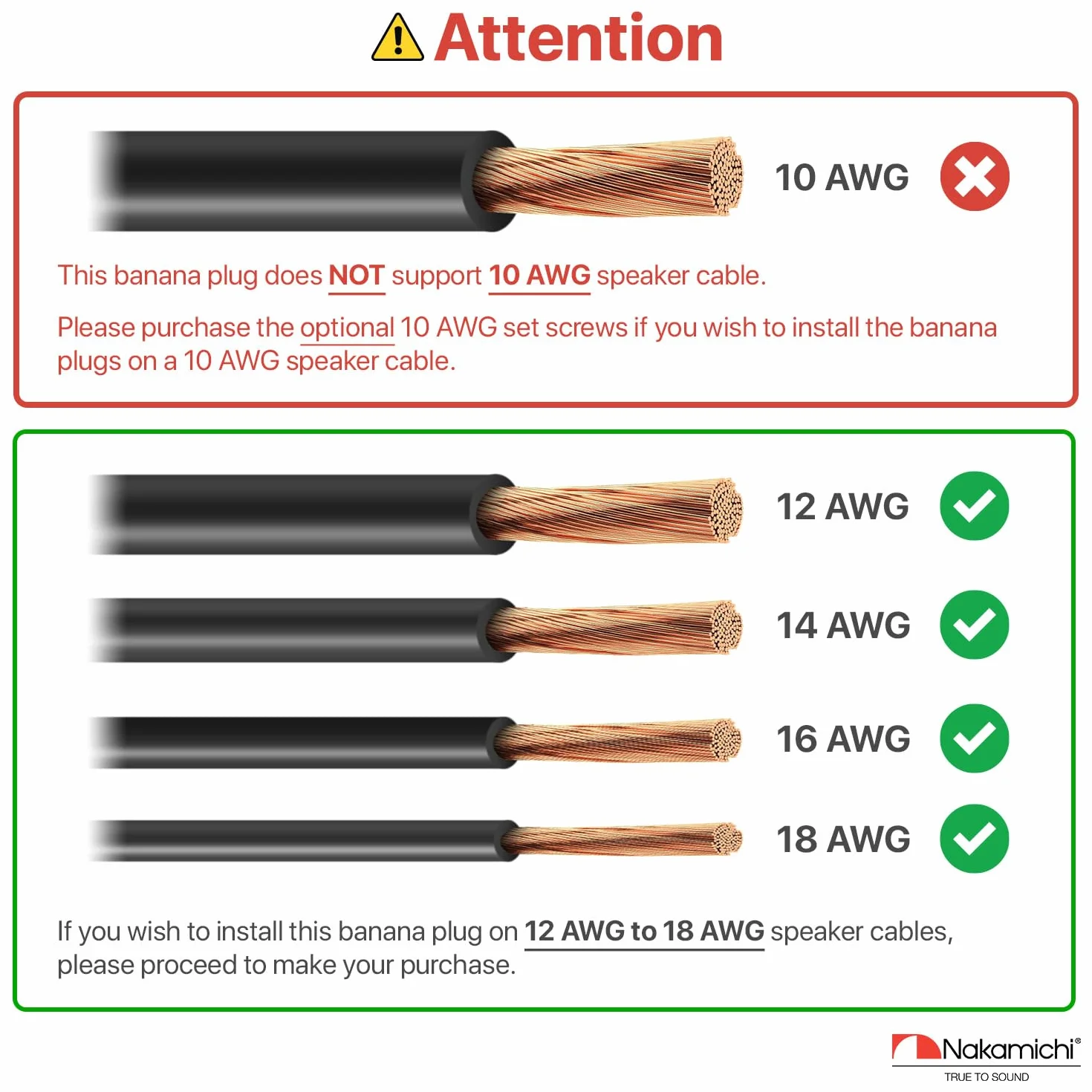 Nakamichi connettori a banana 12-18 AWG 4 mm placcati oro 24 K per altoparlanti HiFi 8 pezzi