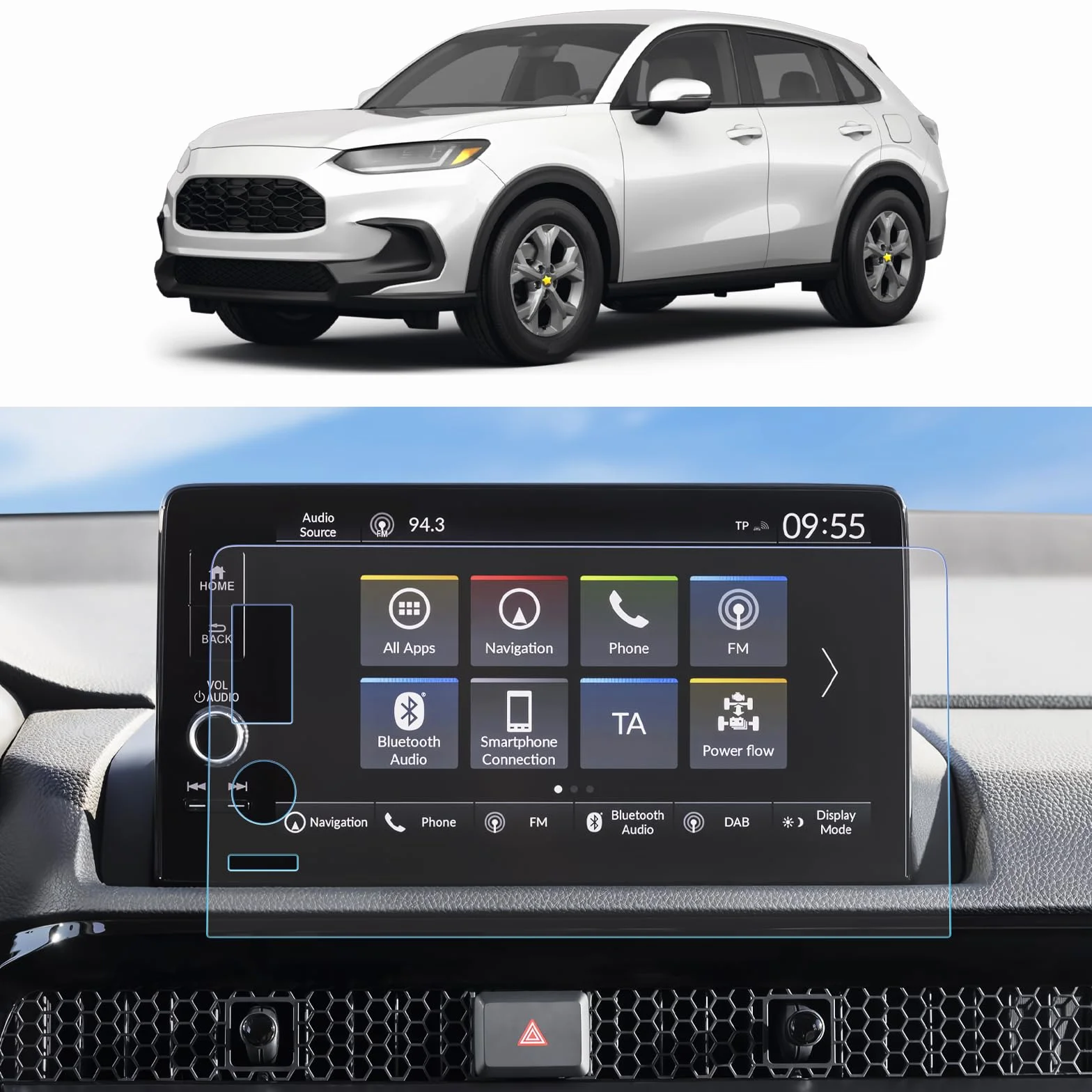 Pellicola protettiva in vetro temperato 9 pollici compatibile con Honda HR-V CR-V Civic Navigation