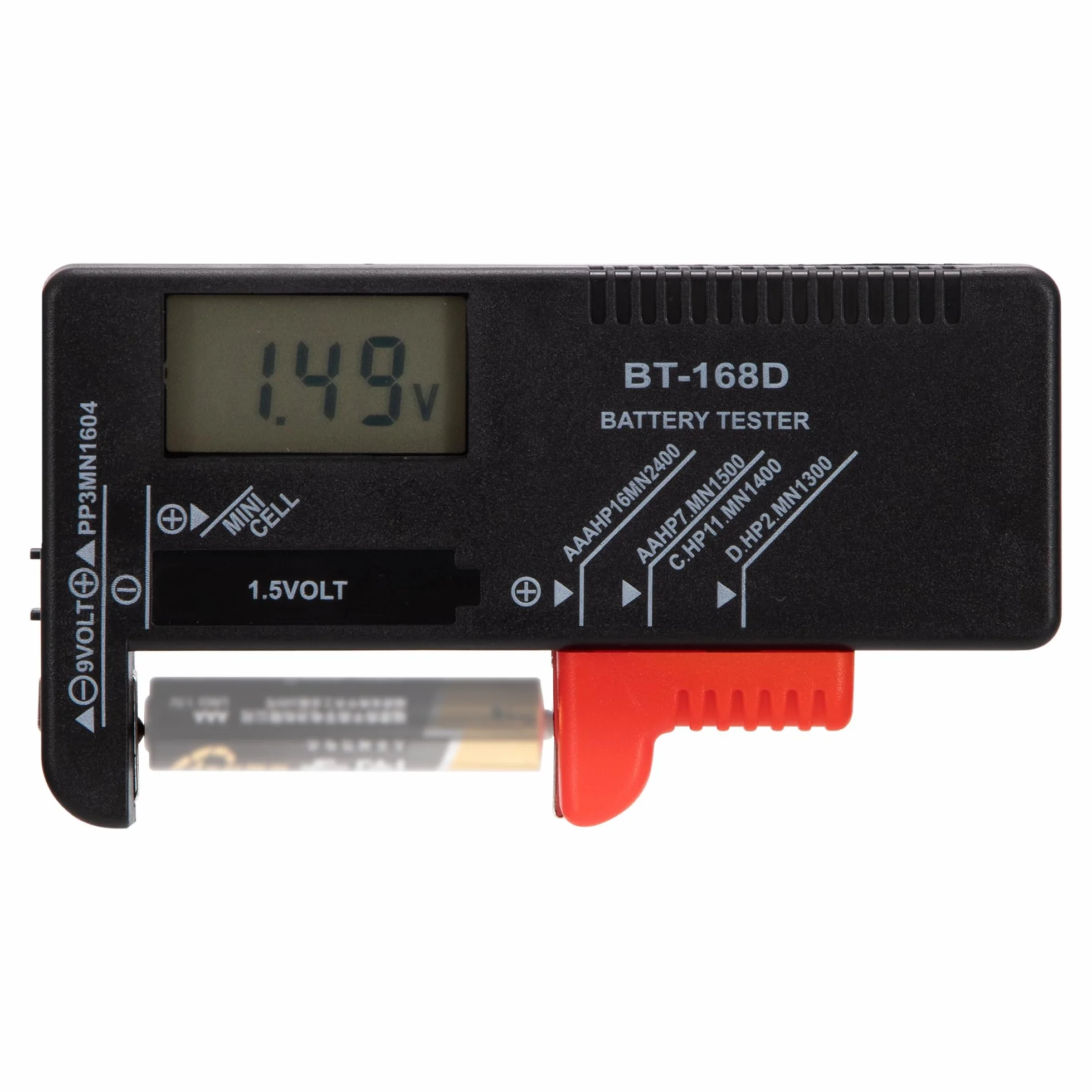Tunejoy Tester per Batteria Digitale Universale con Display LCD per AA AAA C D PP3 9V 1.5V Bottone